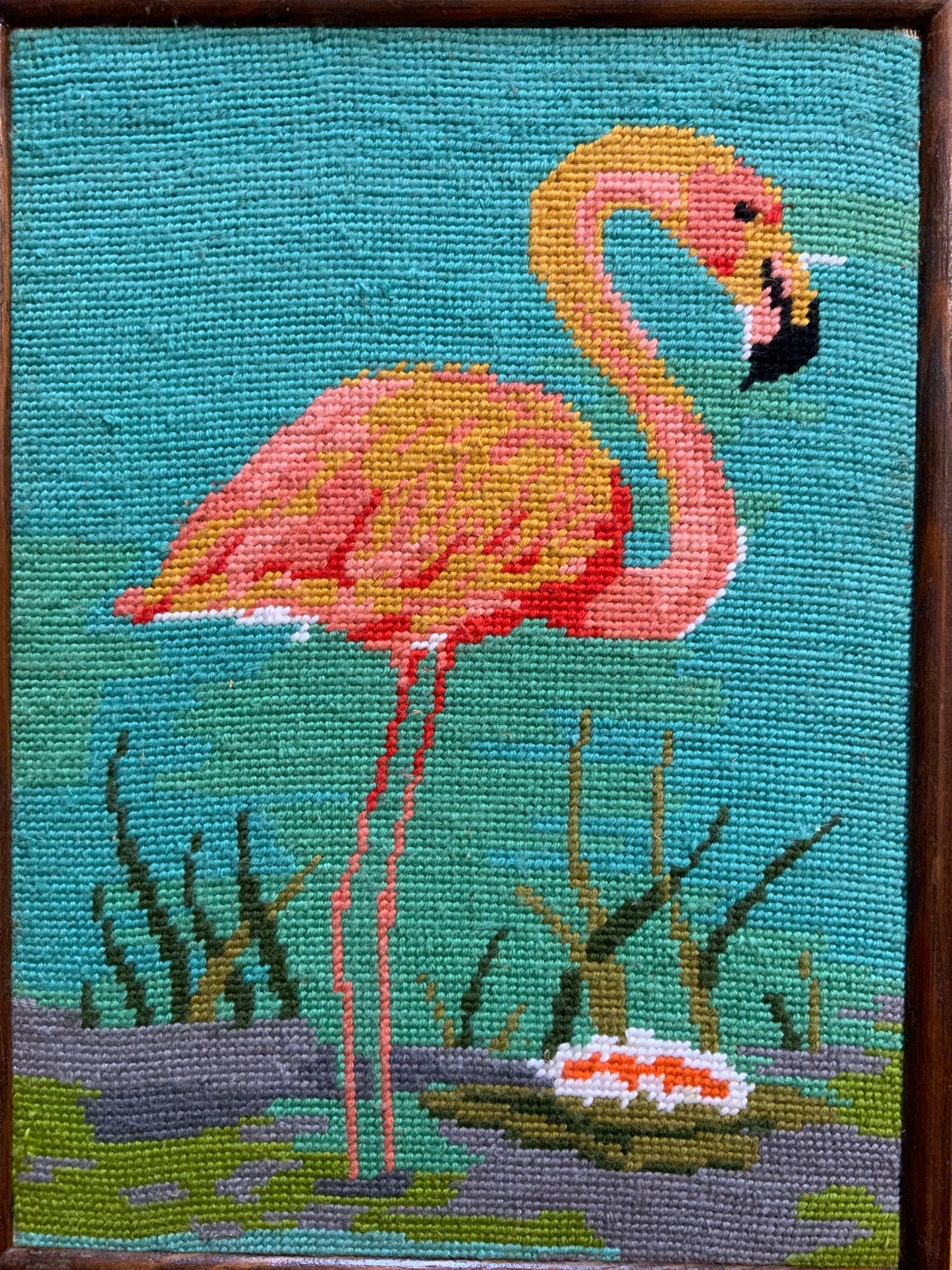Canevas Encadré Vintage Flamand rose