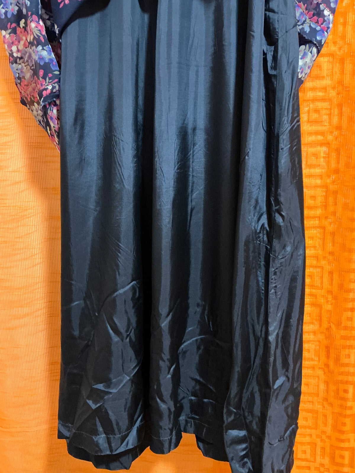 Robe Longue Tergal Mousseline à Fleurs Creation Vintage 1970- T46maxi.