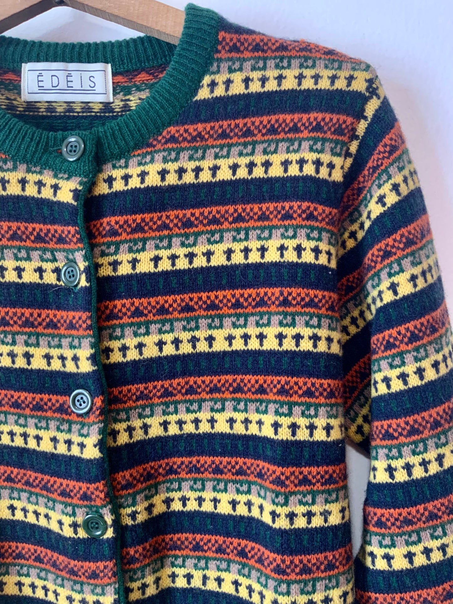 Gilet Jacquard Vintage 1980 Pure Laine- T40