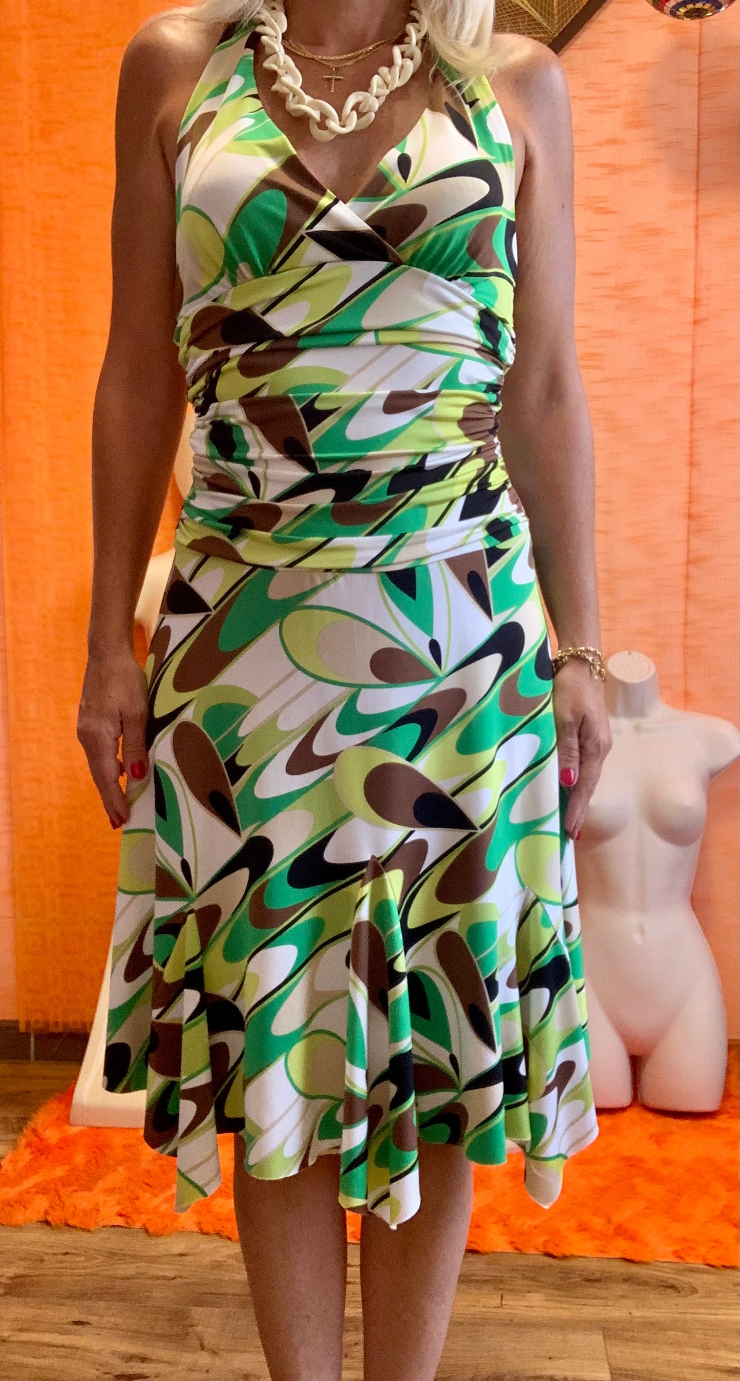 Robe psychédélique Dos Nu Vintage 1990 Rosner France- T40 maxi.