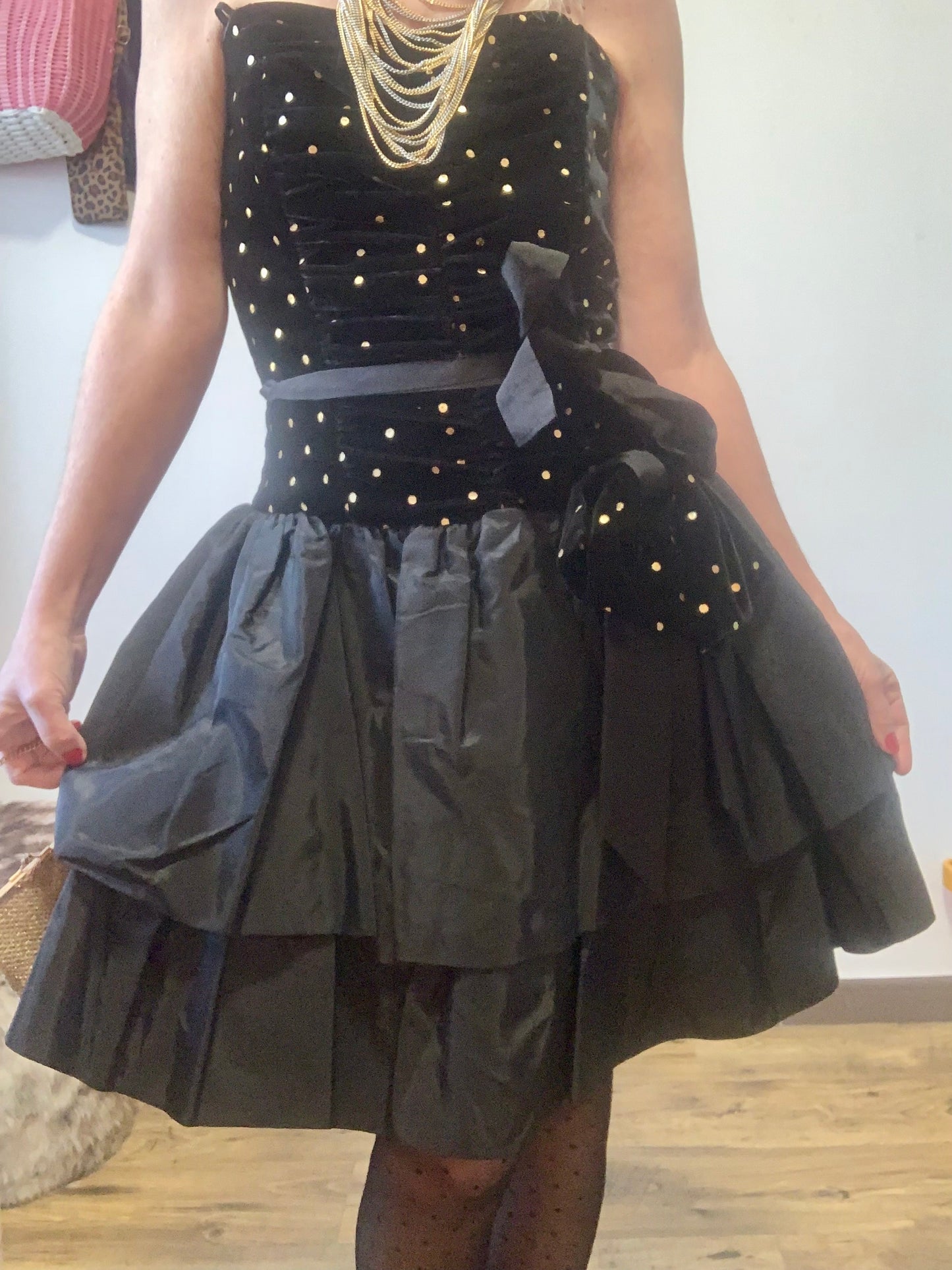 Robe Bustier velours volume Vintage 1980- T40/42