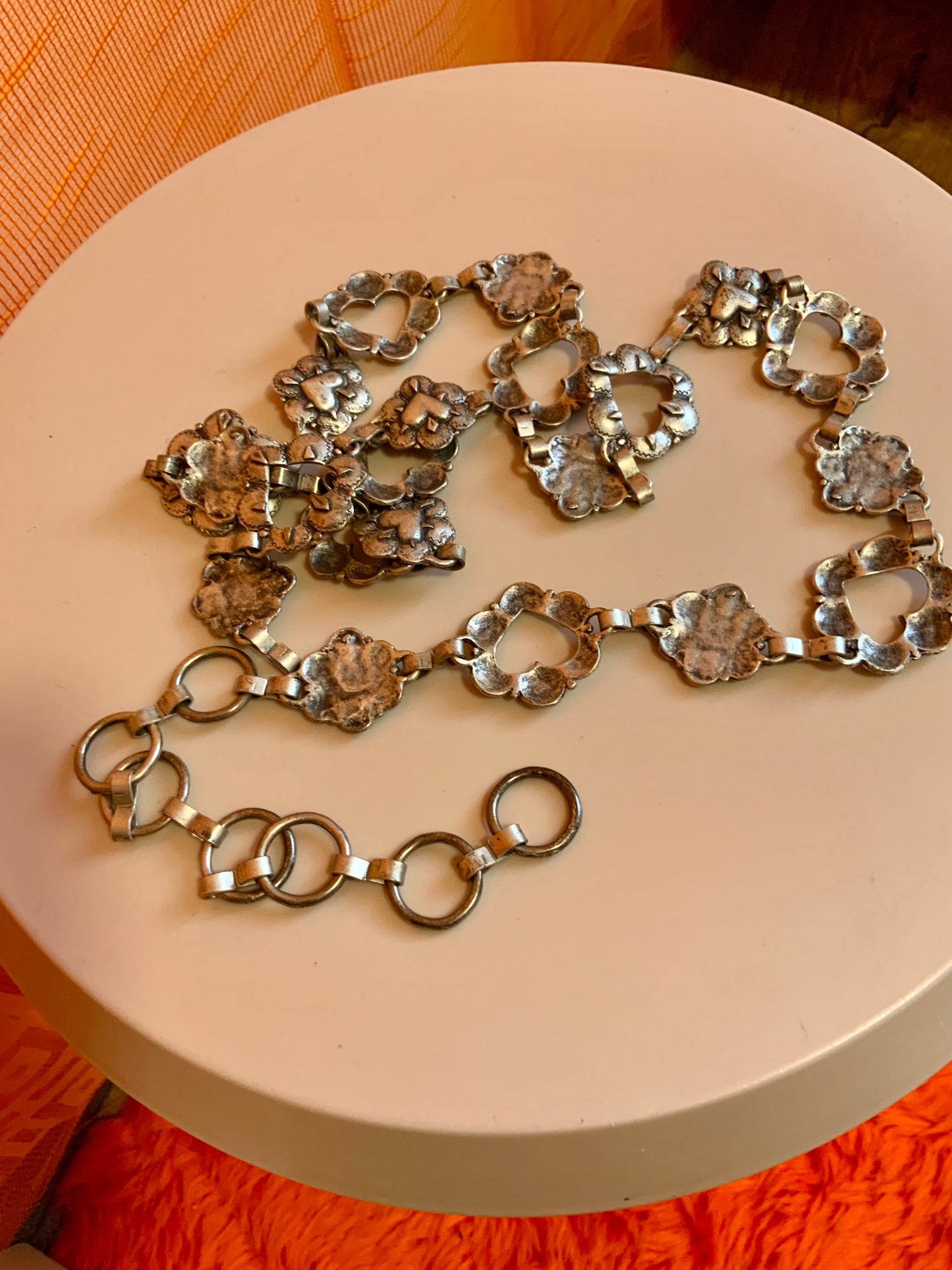 Ceinture Chaine Motifs Coeurs Vintage 1990-