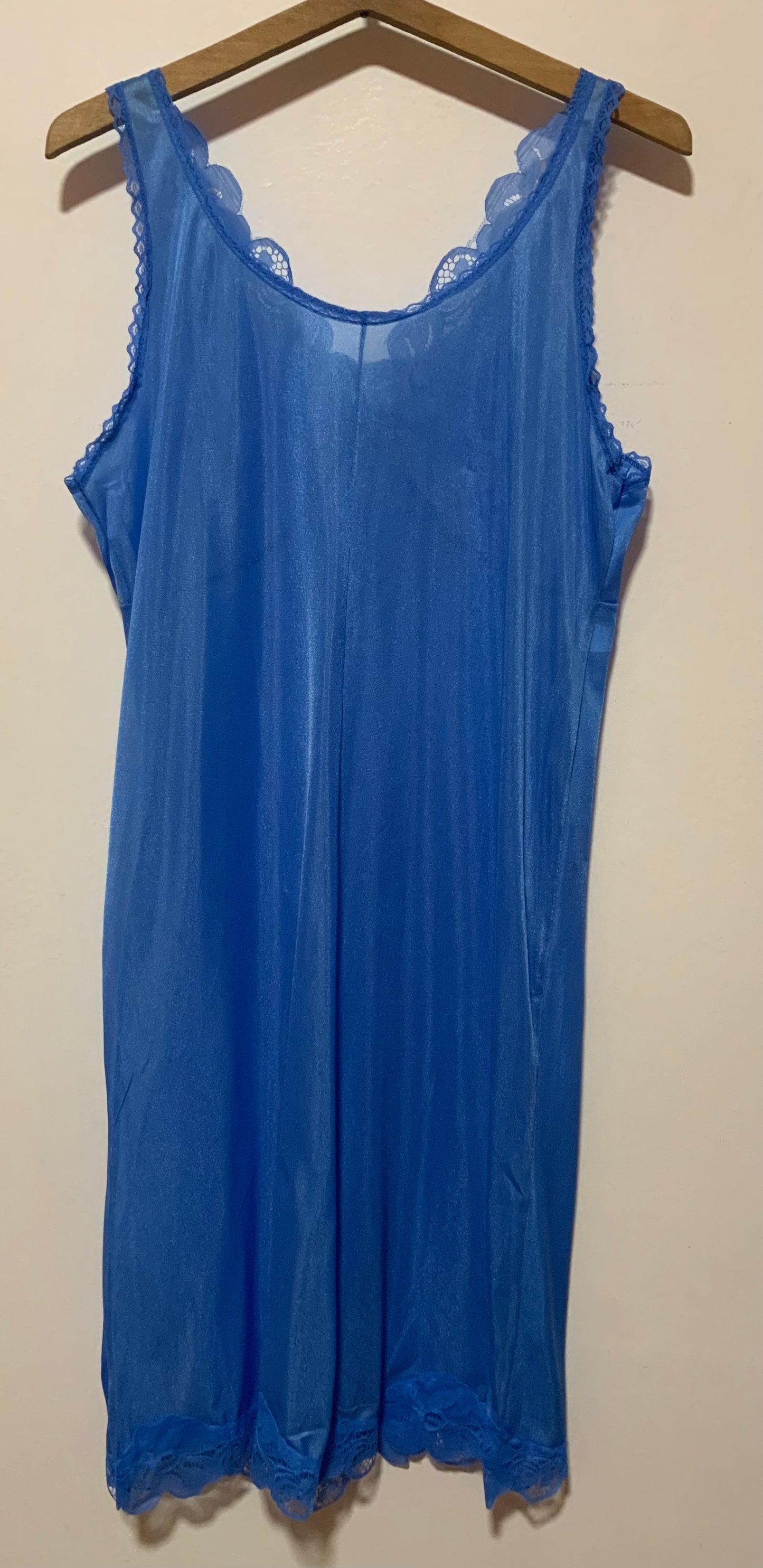 Combinaison Robe bleue Dentelle et petite fleur - Vintage 1980 Dentelle