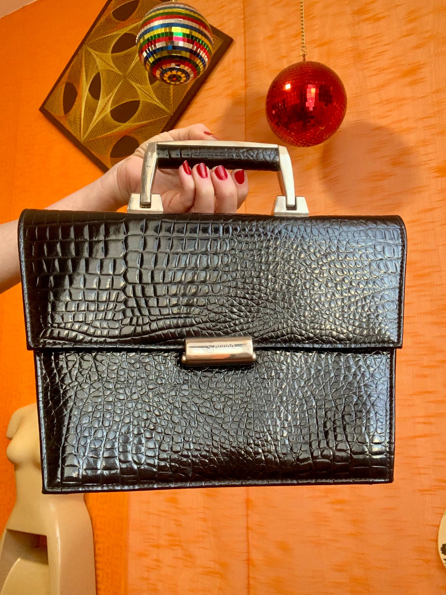 Sac à main Chic Cuir vernis Vintage 1980