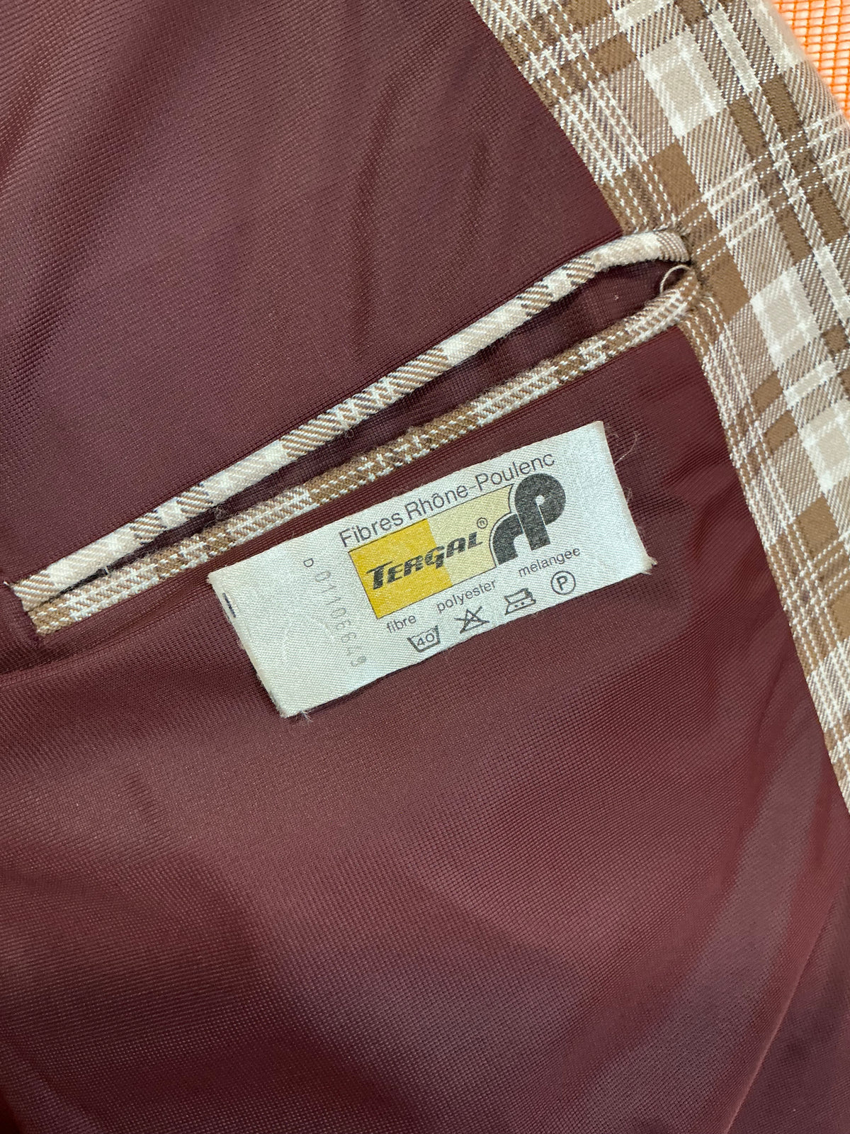 Veste Originale à carreaux Tergal Vintage 1970- T48 maxi.