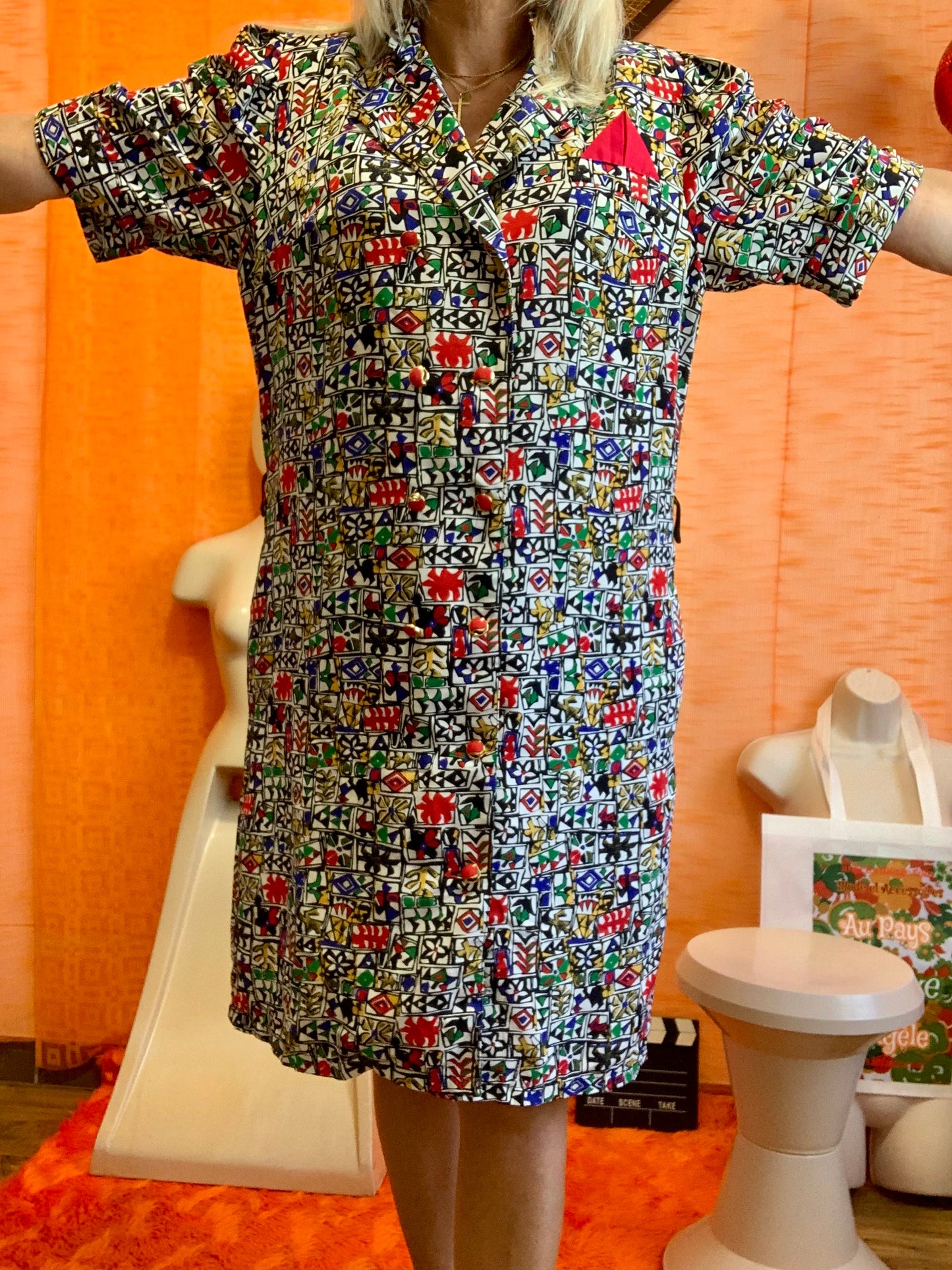 Robe Élégante boutonnée Vintage 1990- T42.
