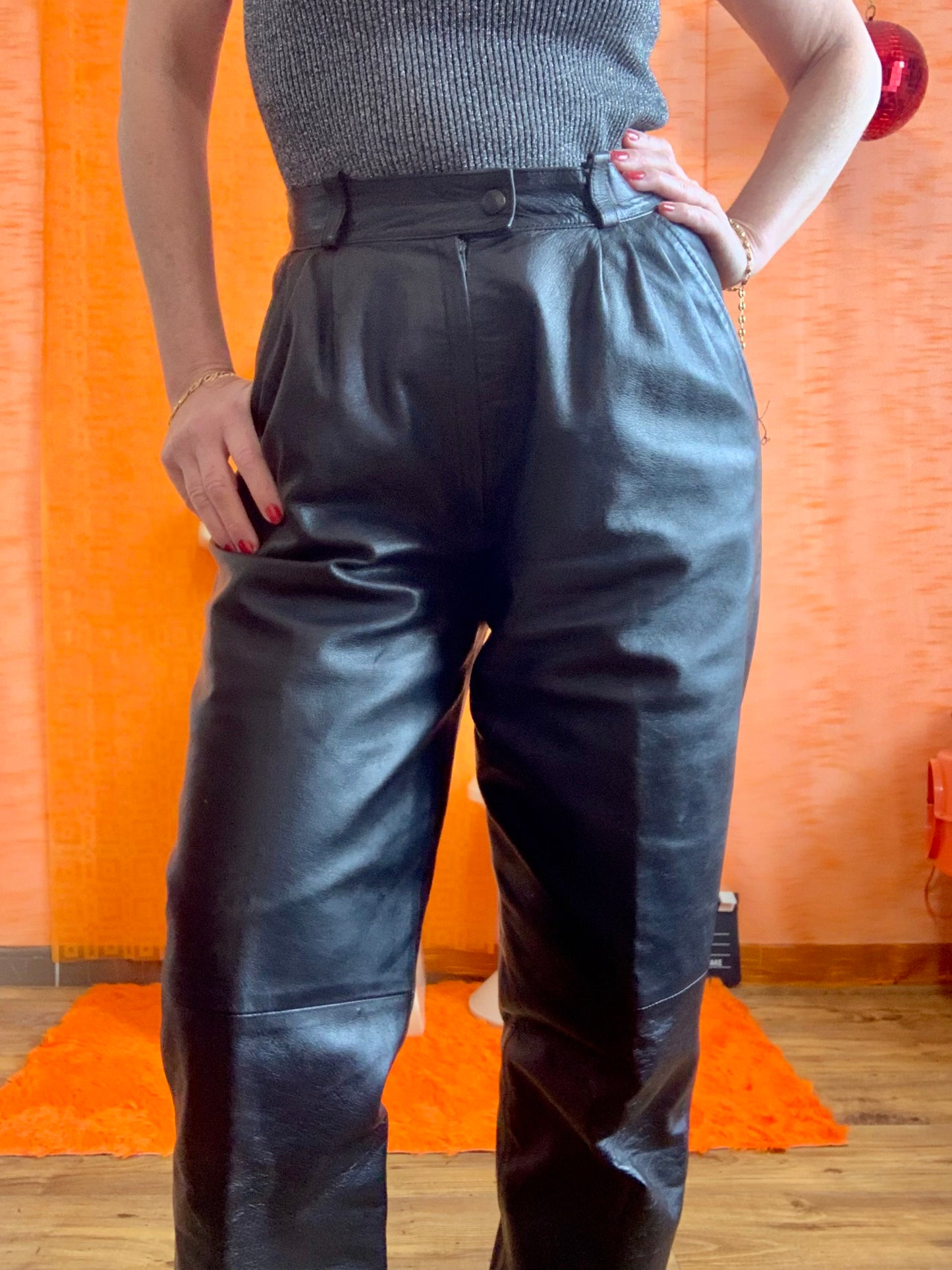 Pantalon en Cuir Pepite Vintage 1980 - T36/38.