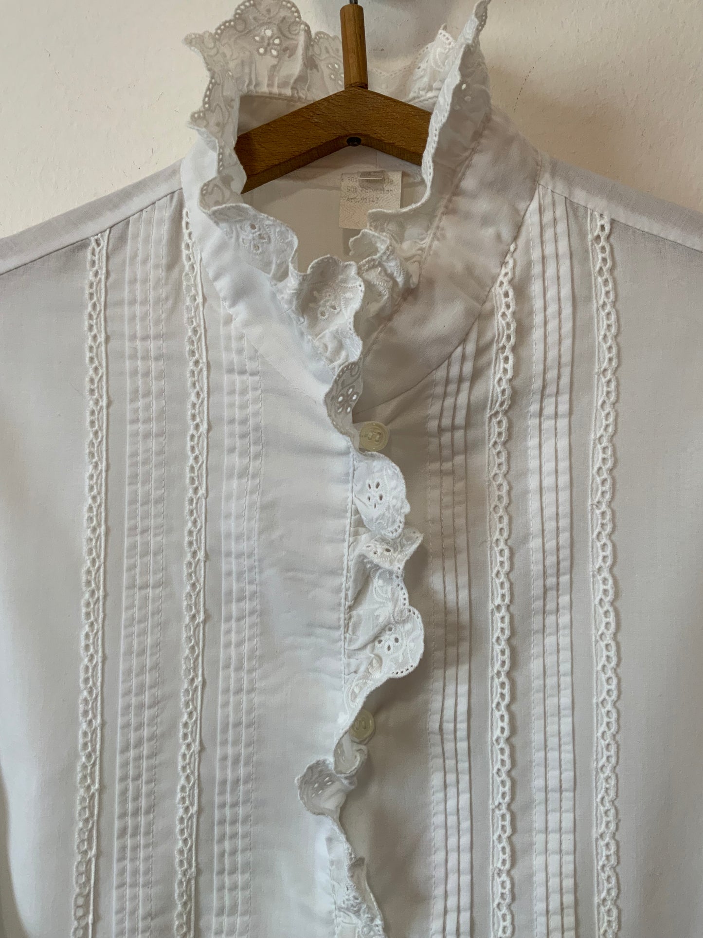 Chemisier Autrichien Broderies anglaises fleurs Vintage - T40