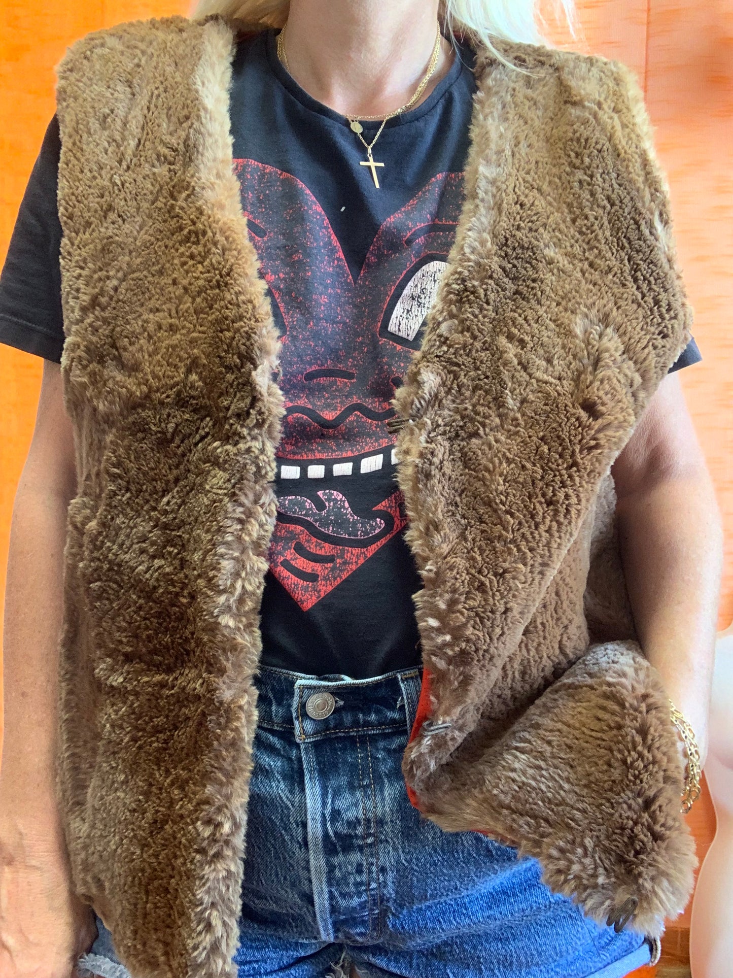 Gilet sans manche fait main 1970 Fourrure-