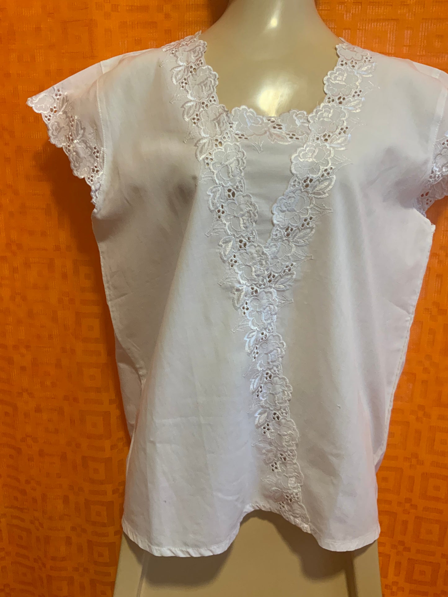 Blouse bohème broderies anglaises Vintage 1980