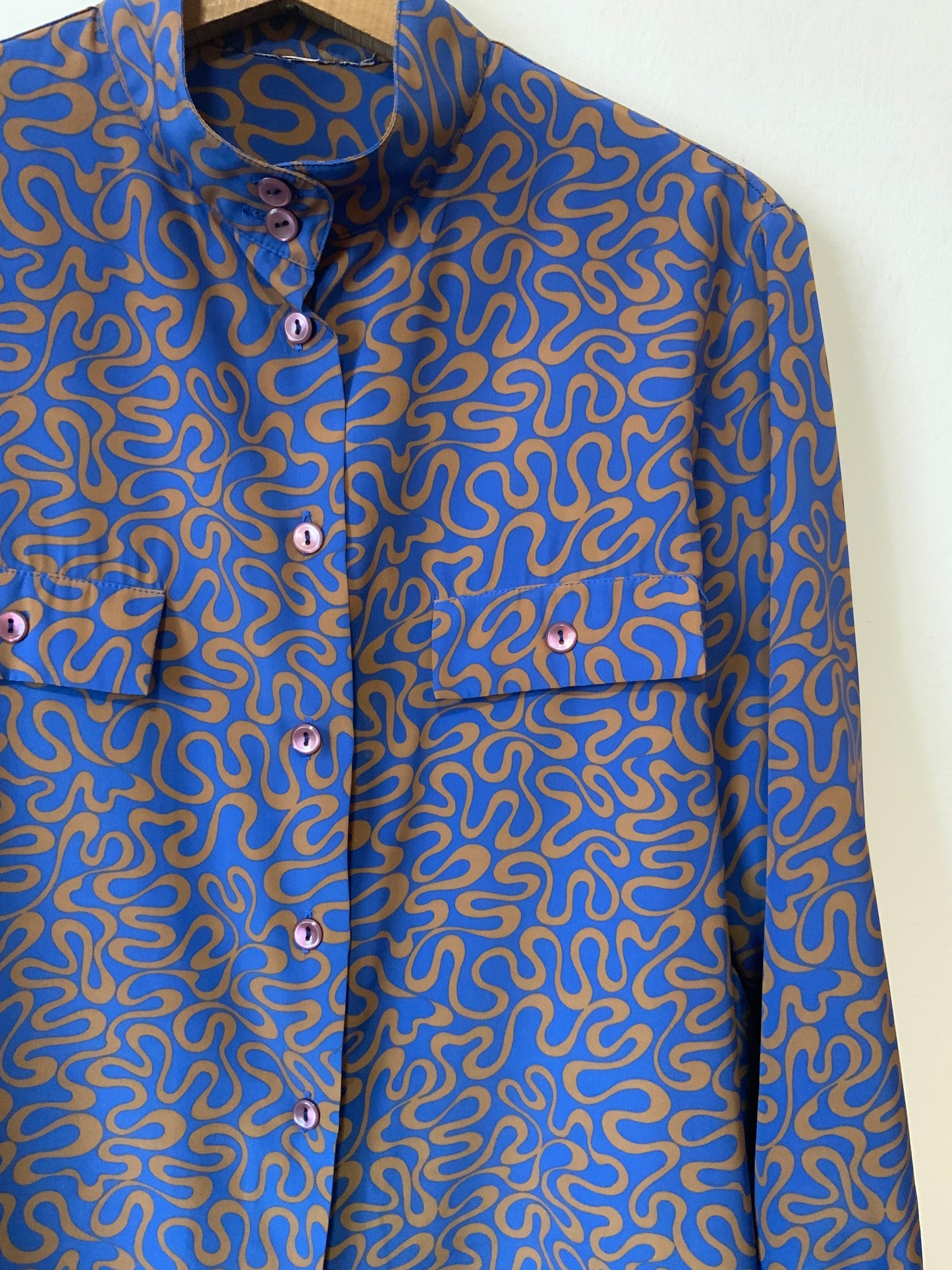 Chemisier col montant Vintage motifs