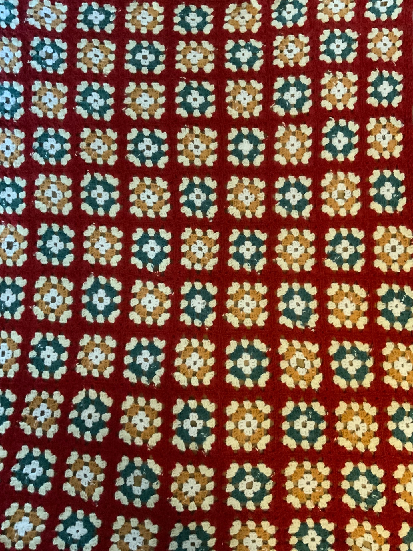 Couverture laine crochets Vintage 1970