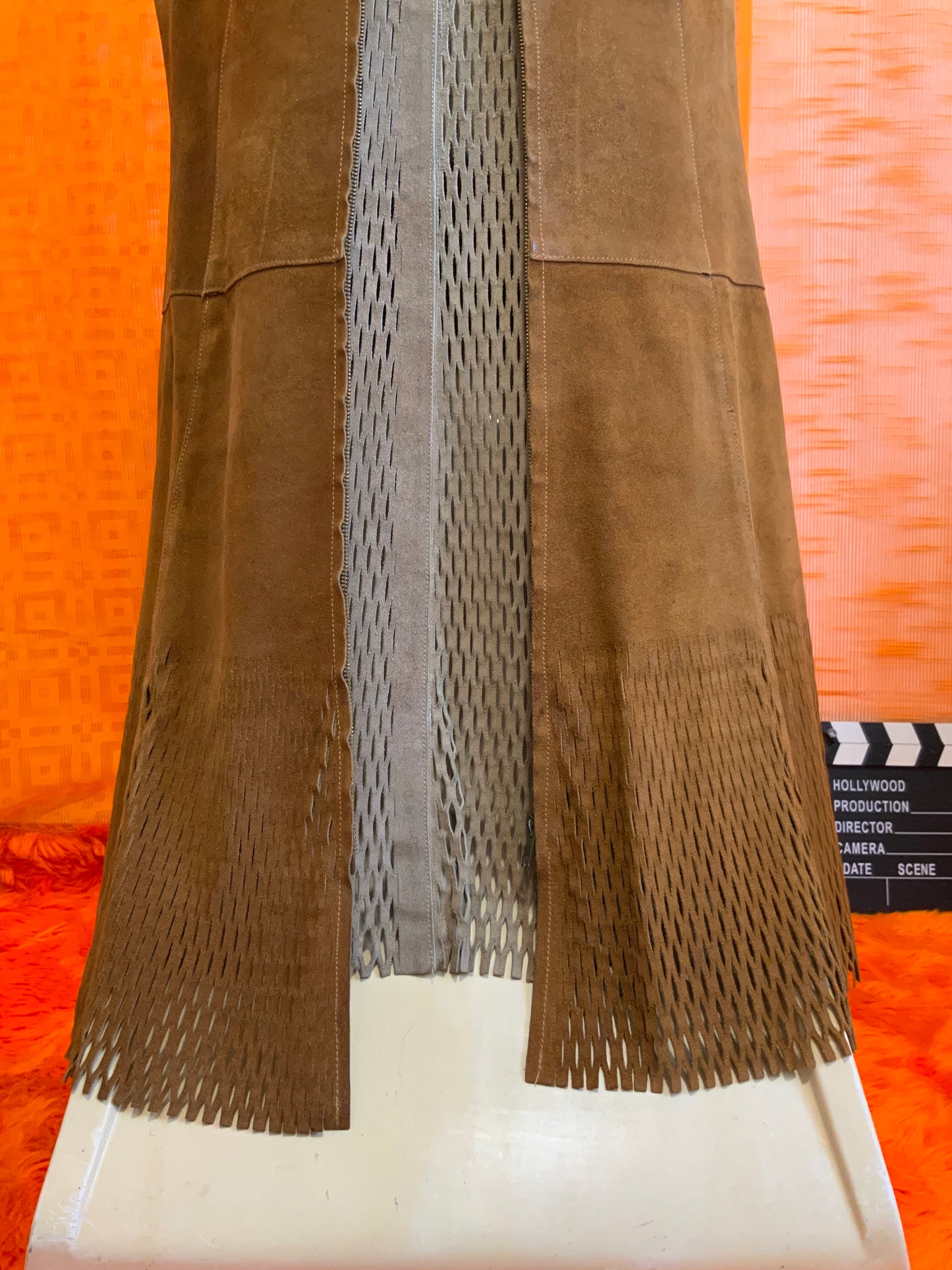 Veste Daim Hippie Authentique 1970 Creation Vintage- TU