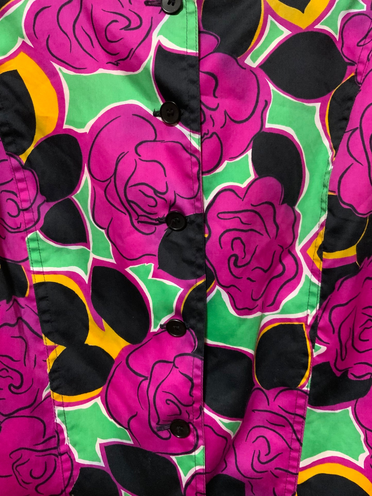 Sublime Top boutonné Guy Laroche Vintage A fleurs 1980