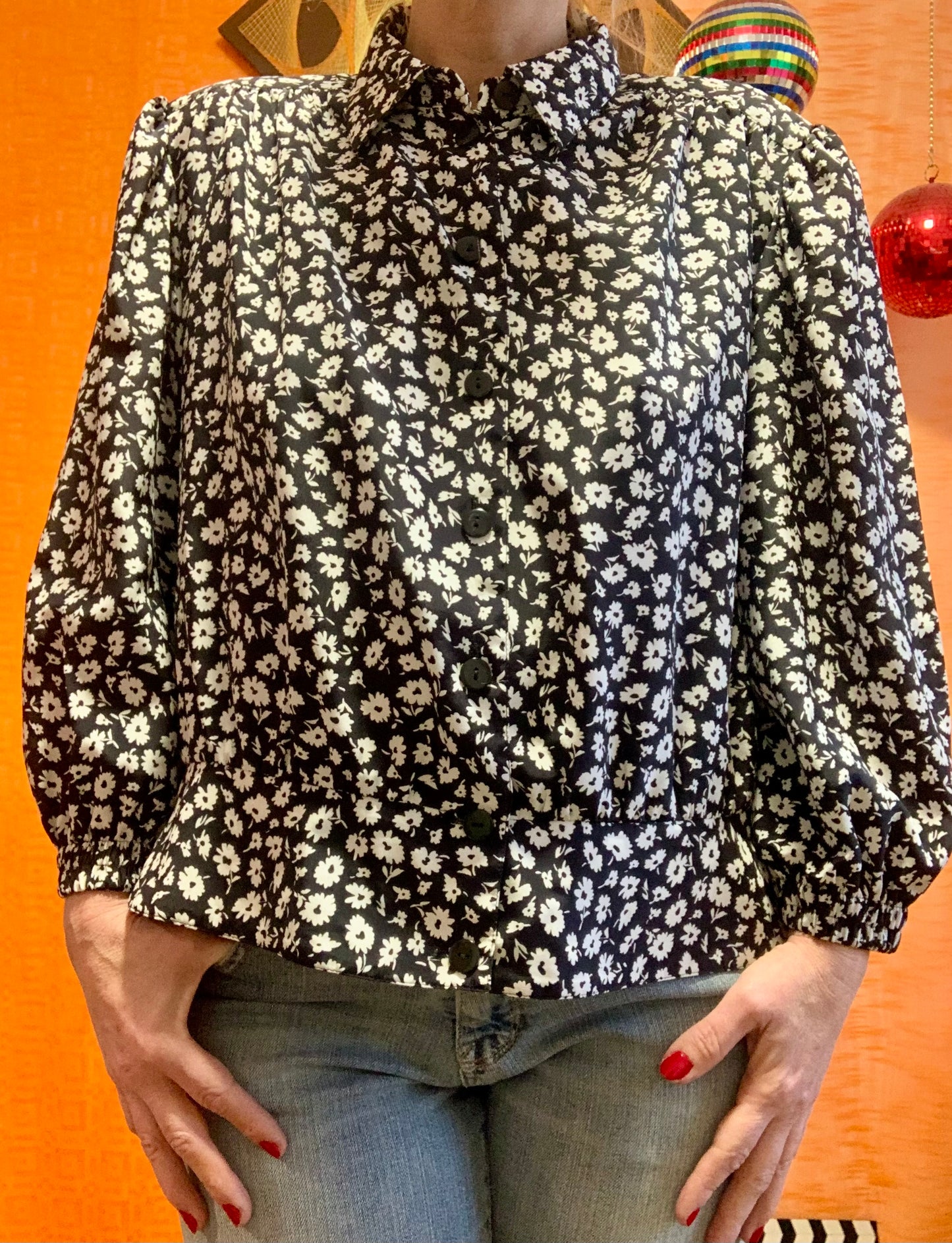 Chemisier à fleurs Vintage Élégance - T44