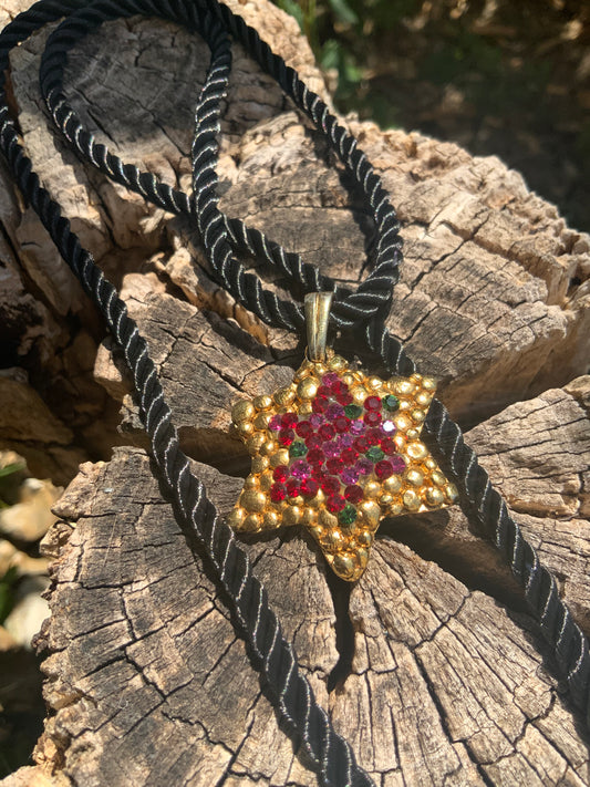 Collier Étoile Paillettes Jacky de G. Vintage France Paris-