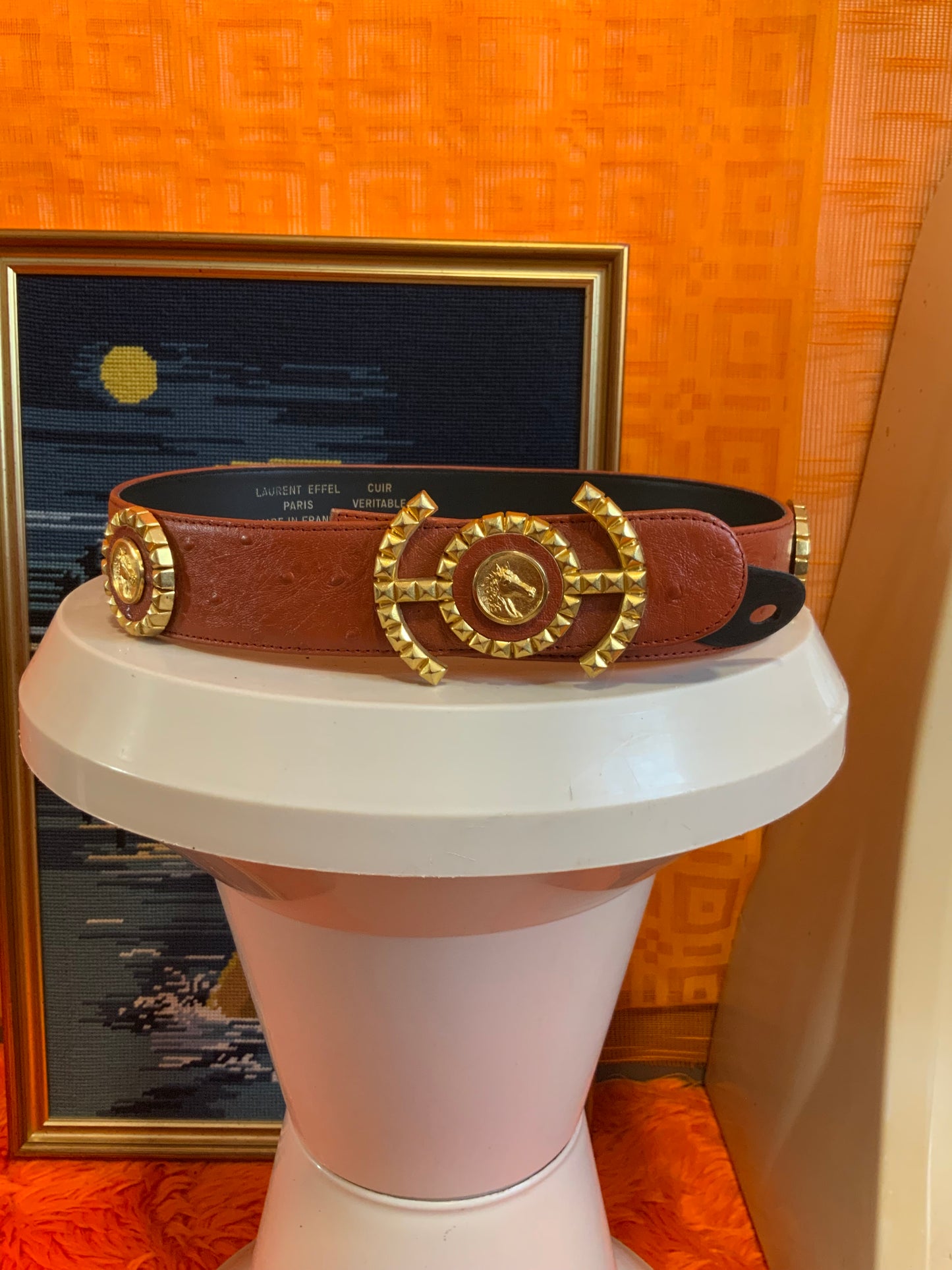 Superbe Ceinture DeadStock boucle chevaux Vintage L Effel