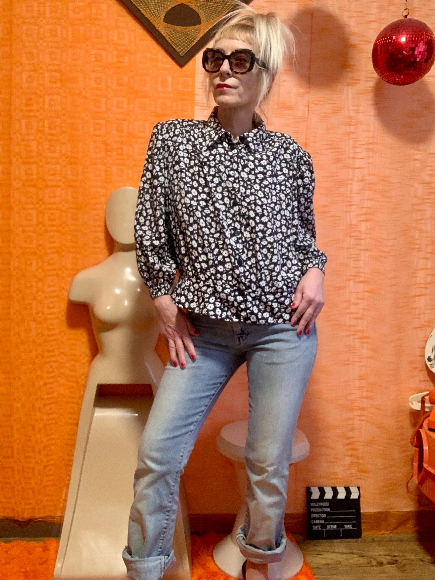 Chemisier à fleurs Vintage Élégance - T44