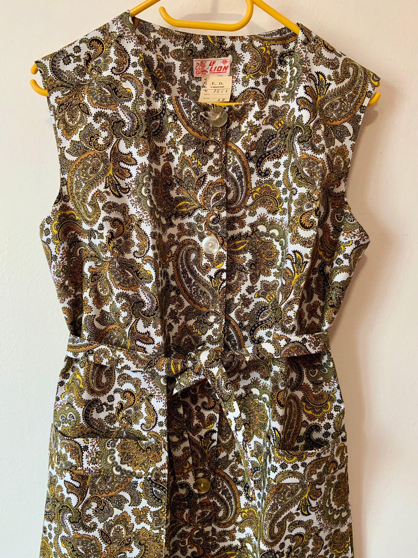 Robe Blouse motifs cachemire Neuf 1970 - T42