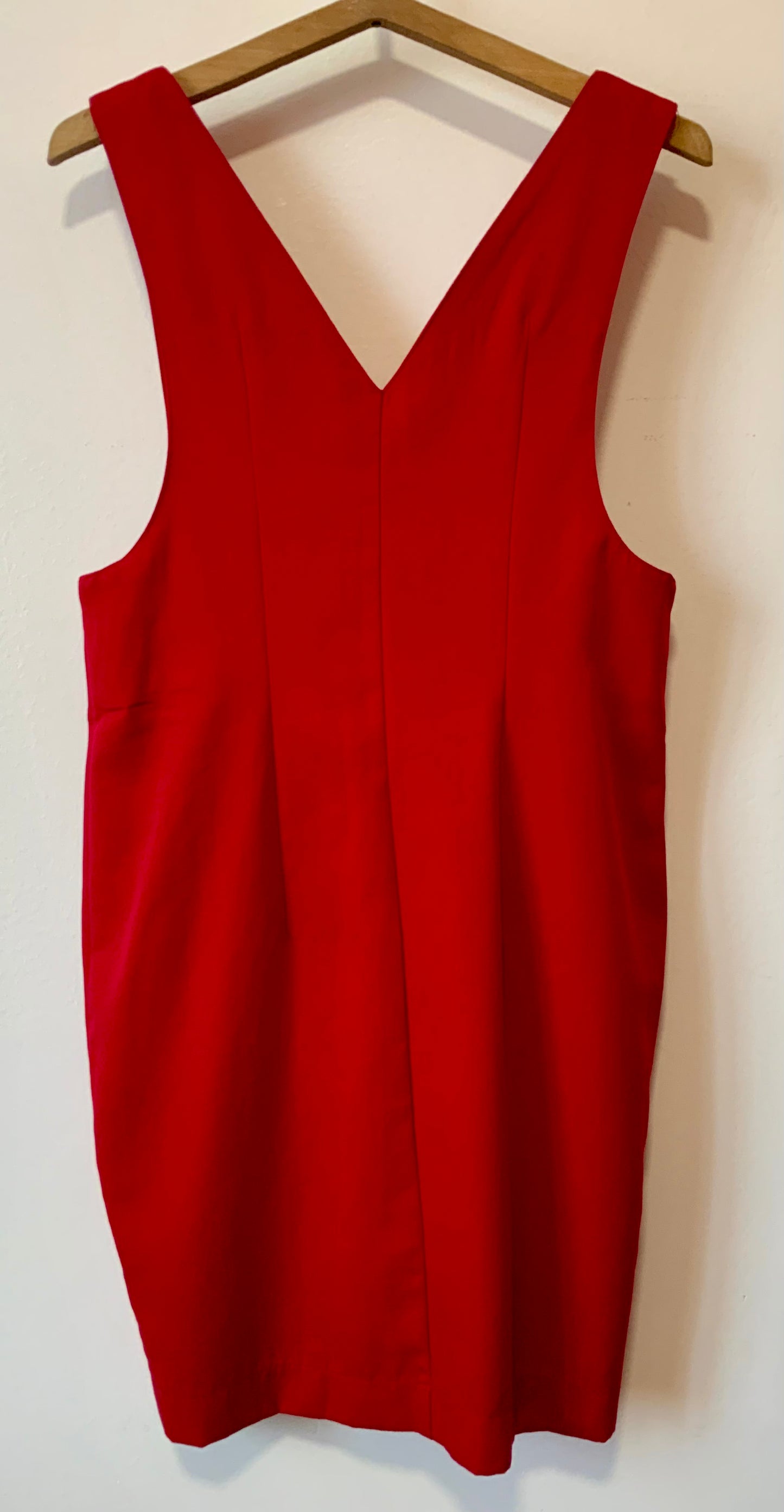 Robe Boutonnée Rouge Façon Bretelle Vintage 1990 France