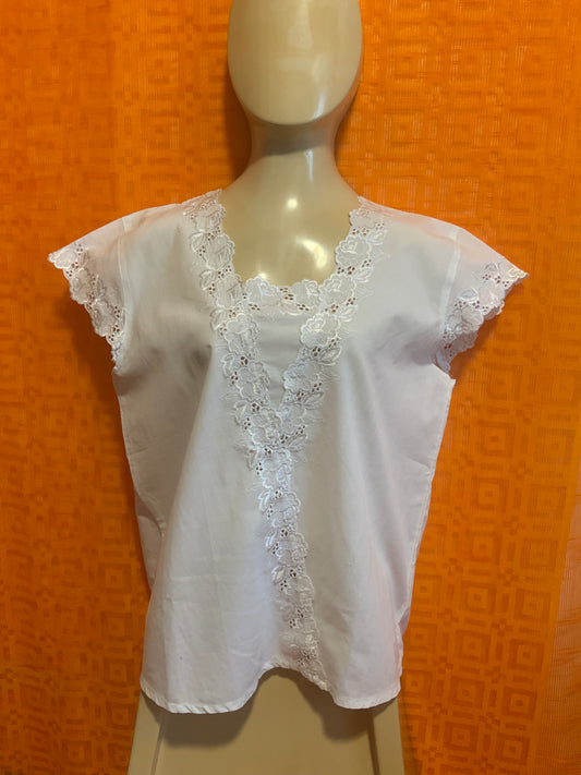 Blouse bohème broderies anglaises Vintage 1980