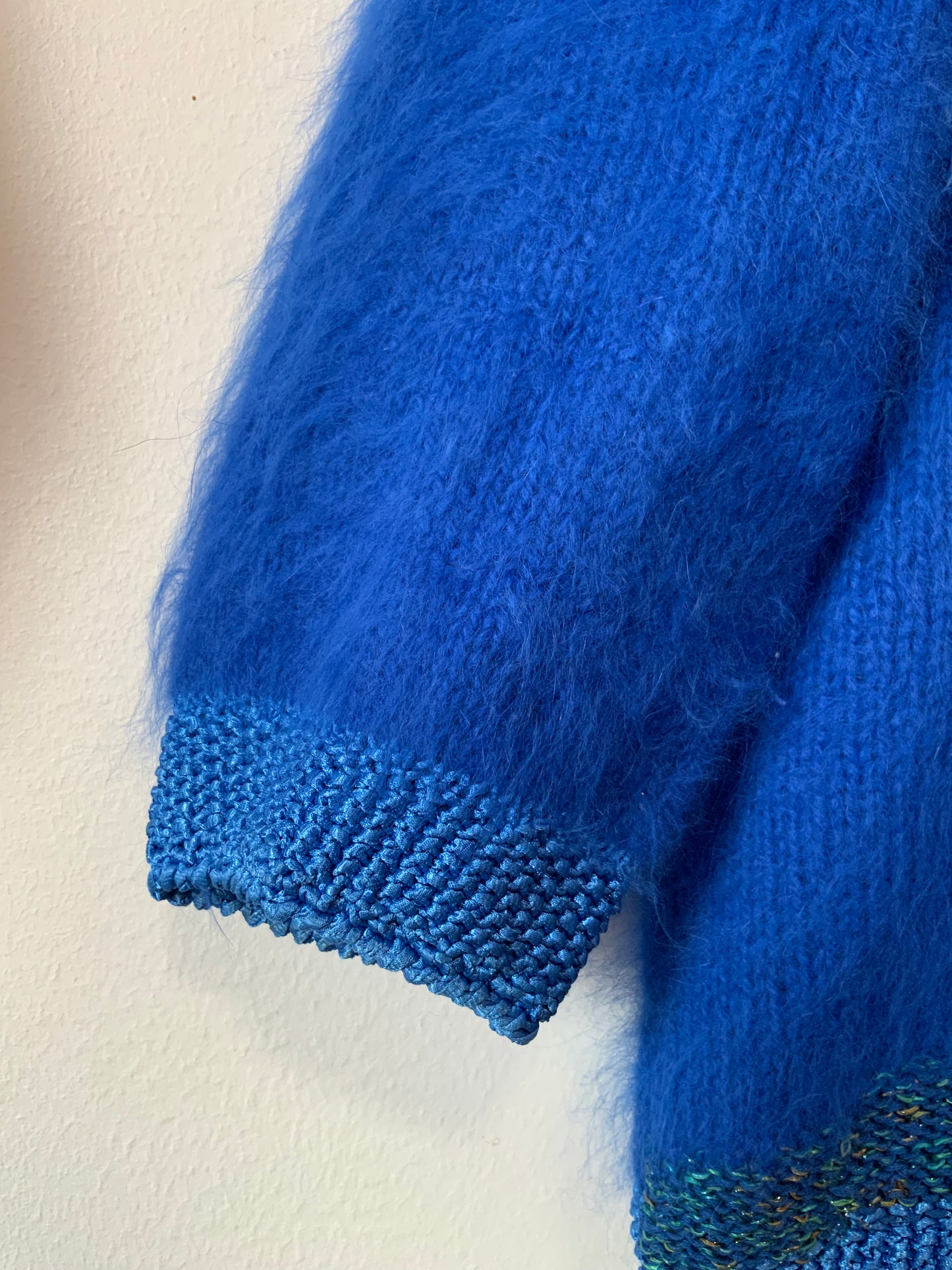 Anny Blatt Gilet Pull Bleu electrique Vintage 1990 - T42/44