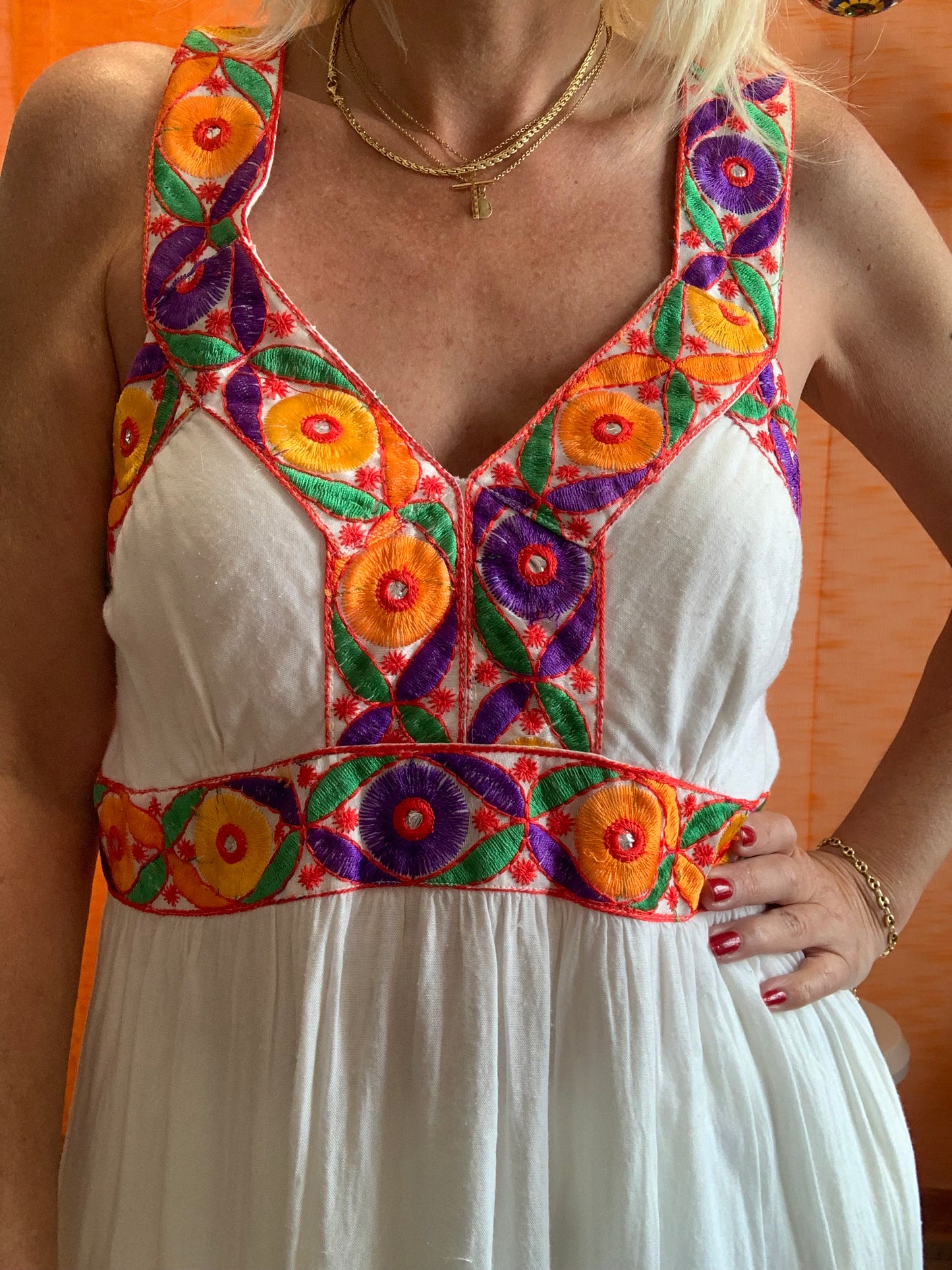 Robe Bohème Broderies Vintage 1990-T40