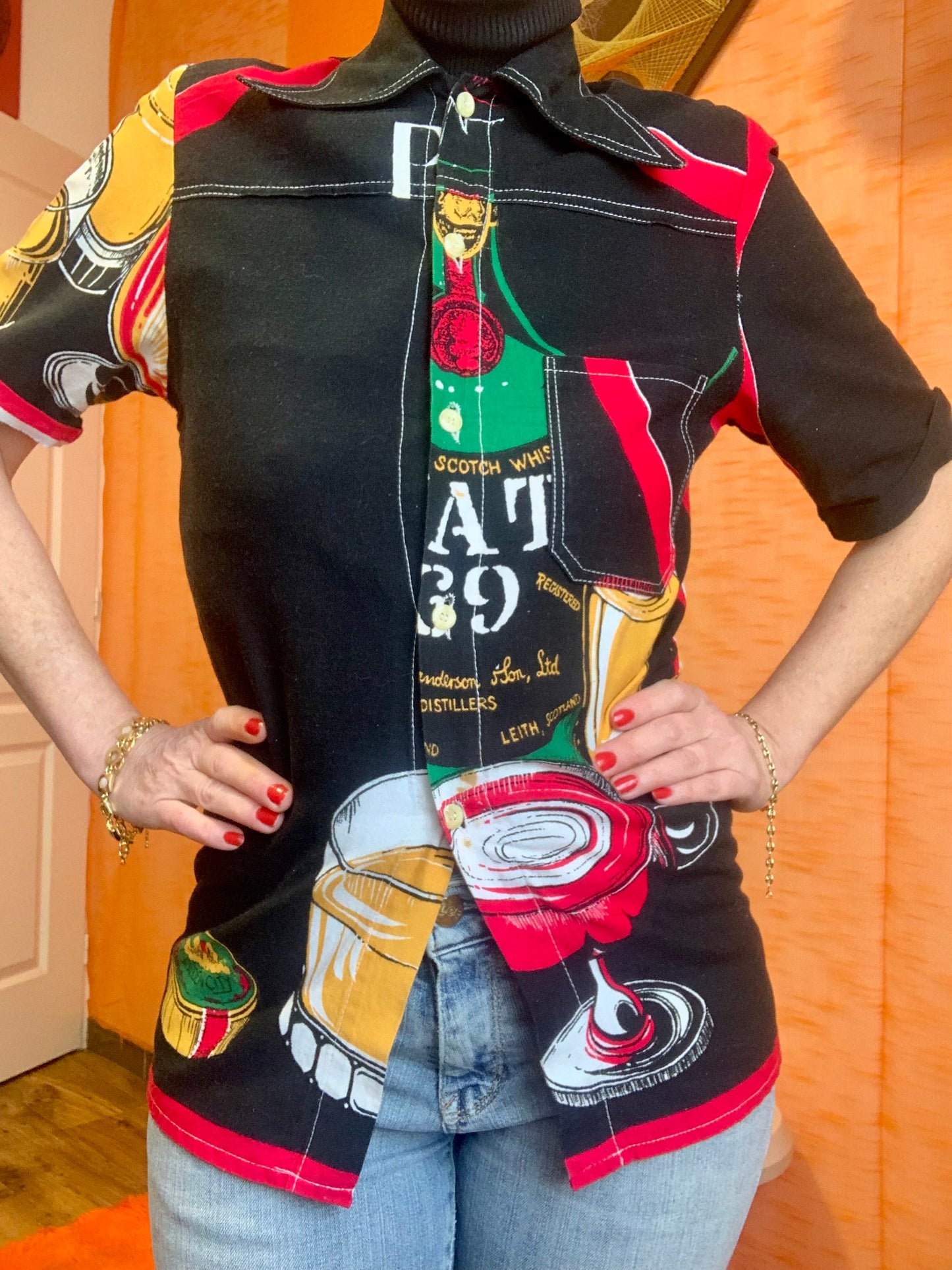 Chemise Vintage 1970 Col pelle à tartes Publicitaire - T34