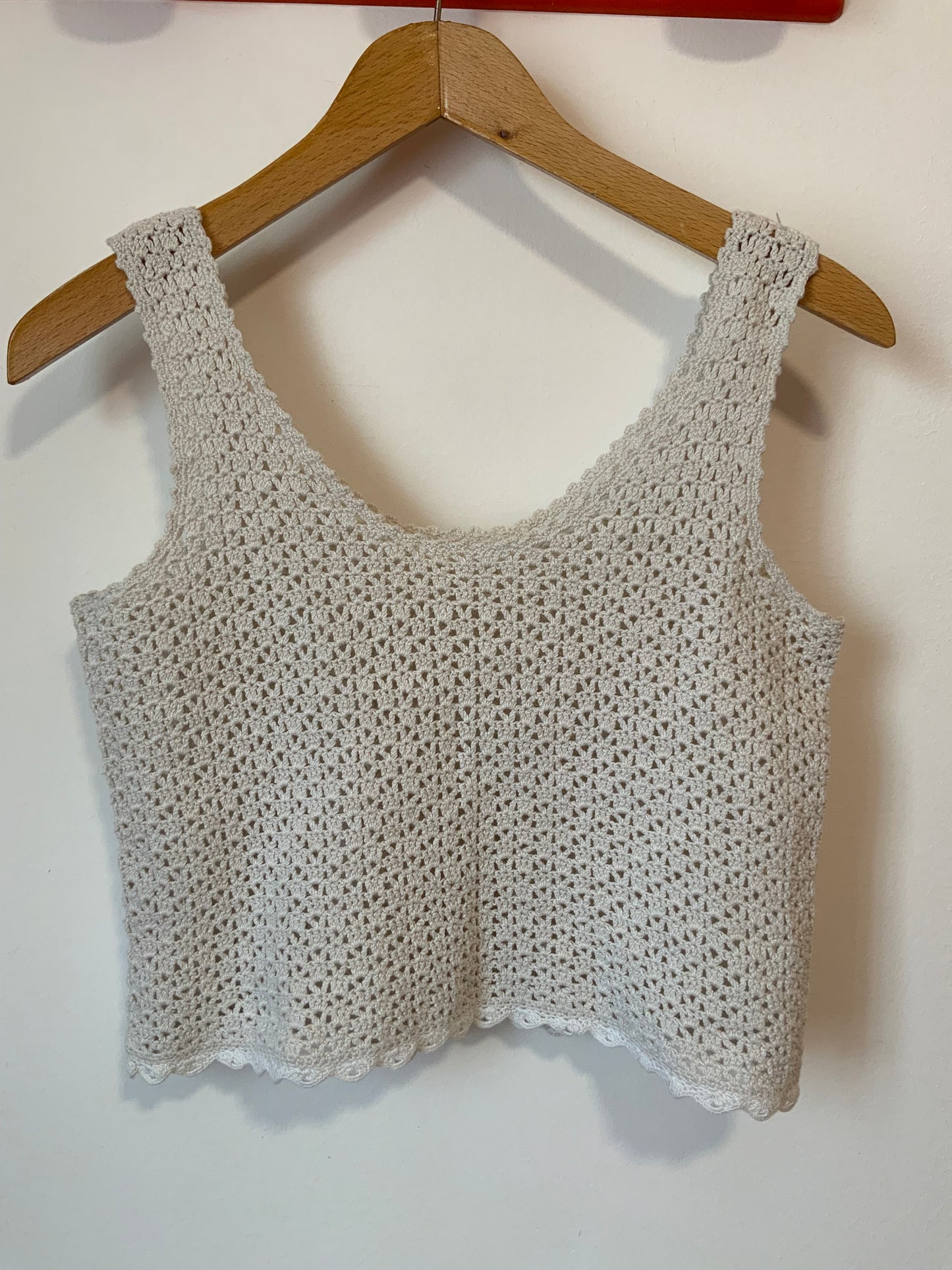 Débardeur Crop Top mailles crochets Bohème Chic 1990- TU Fait main Vintage.