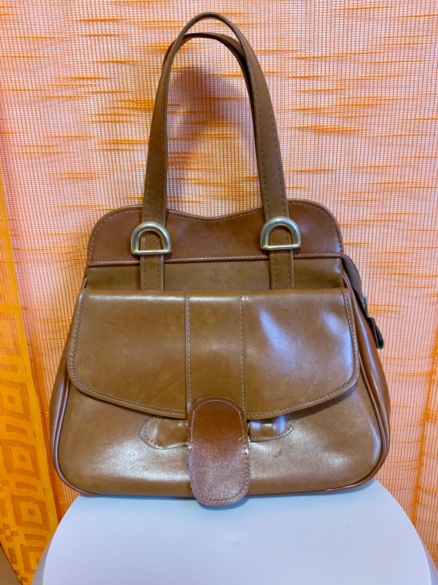 Très beau Sac à main Vintage 1970 Cuir Marron