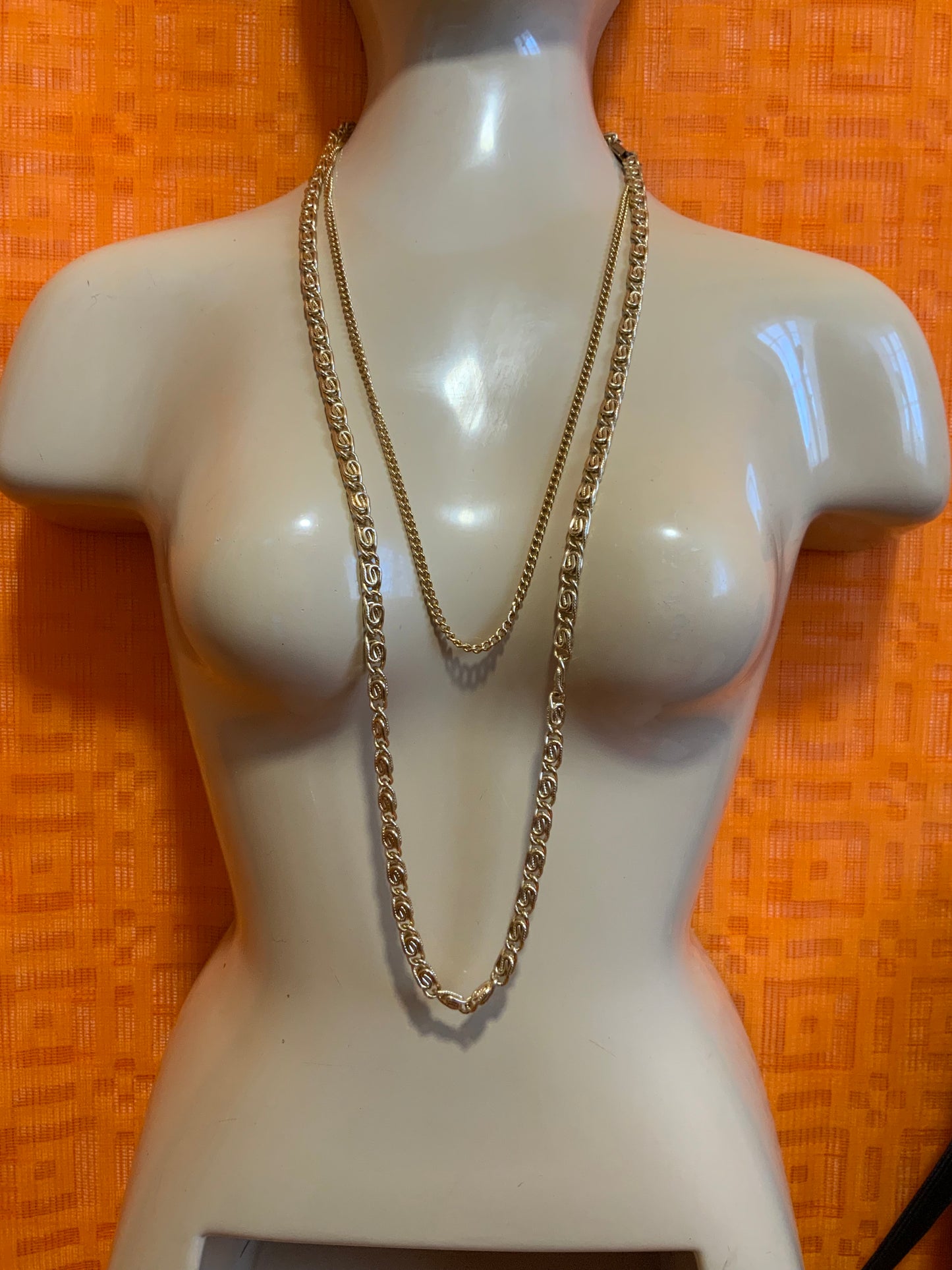 Collier sautoir double chaine Métal Vintage