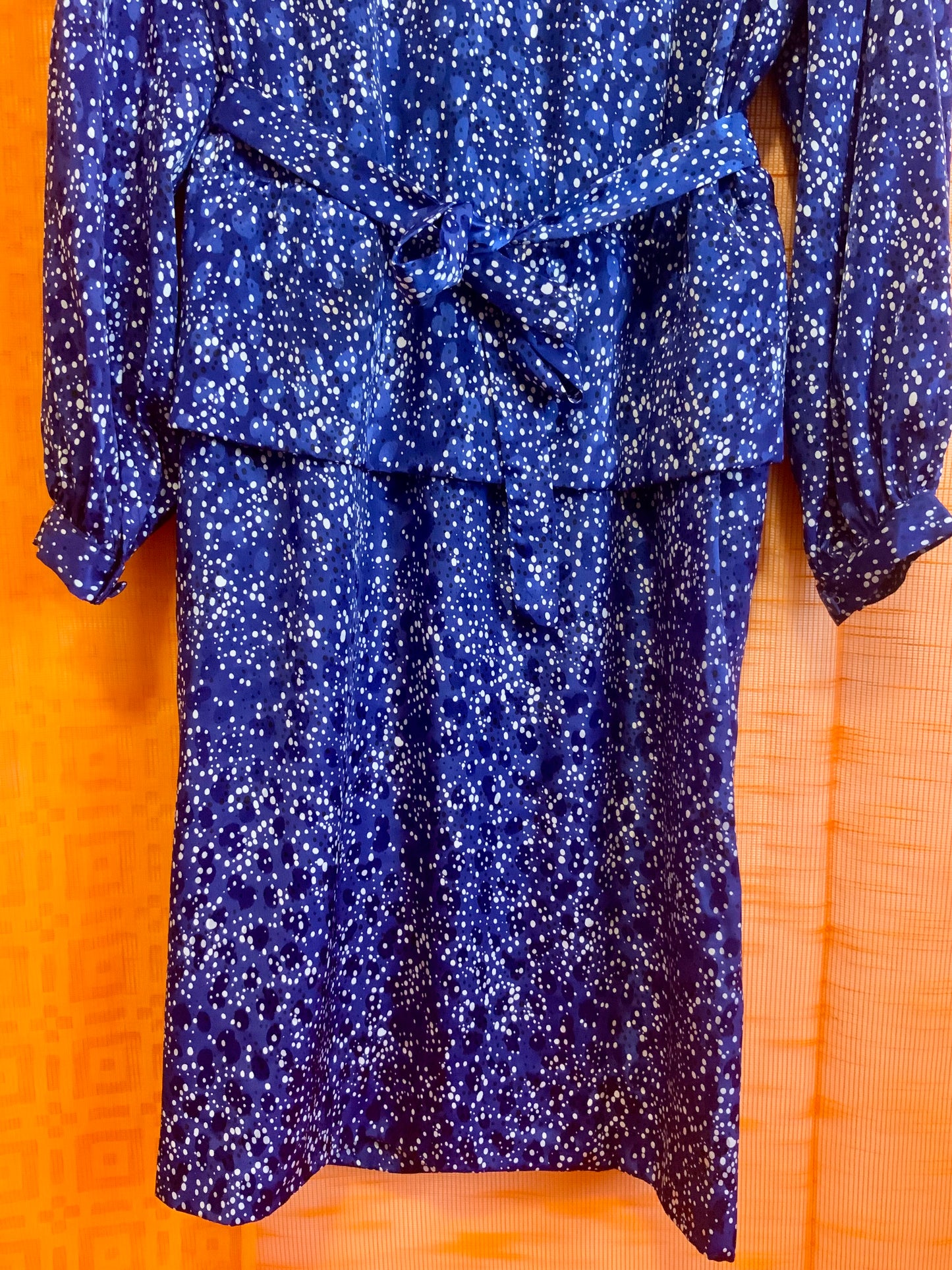 Robe chic de confection main Vintage 1980 petits pois- T42/44