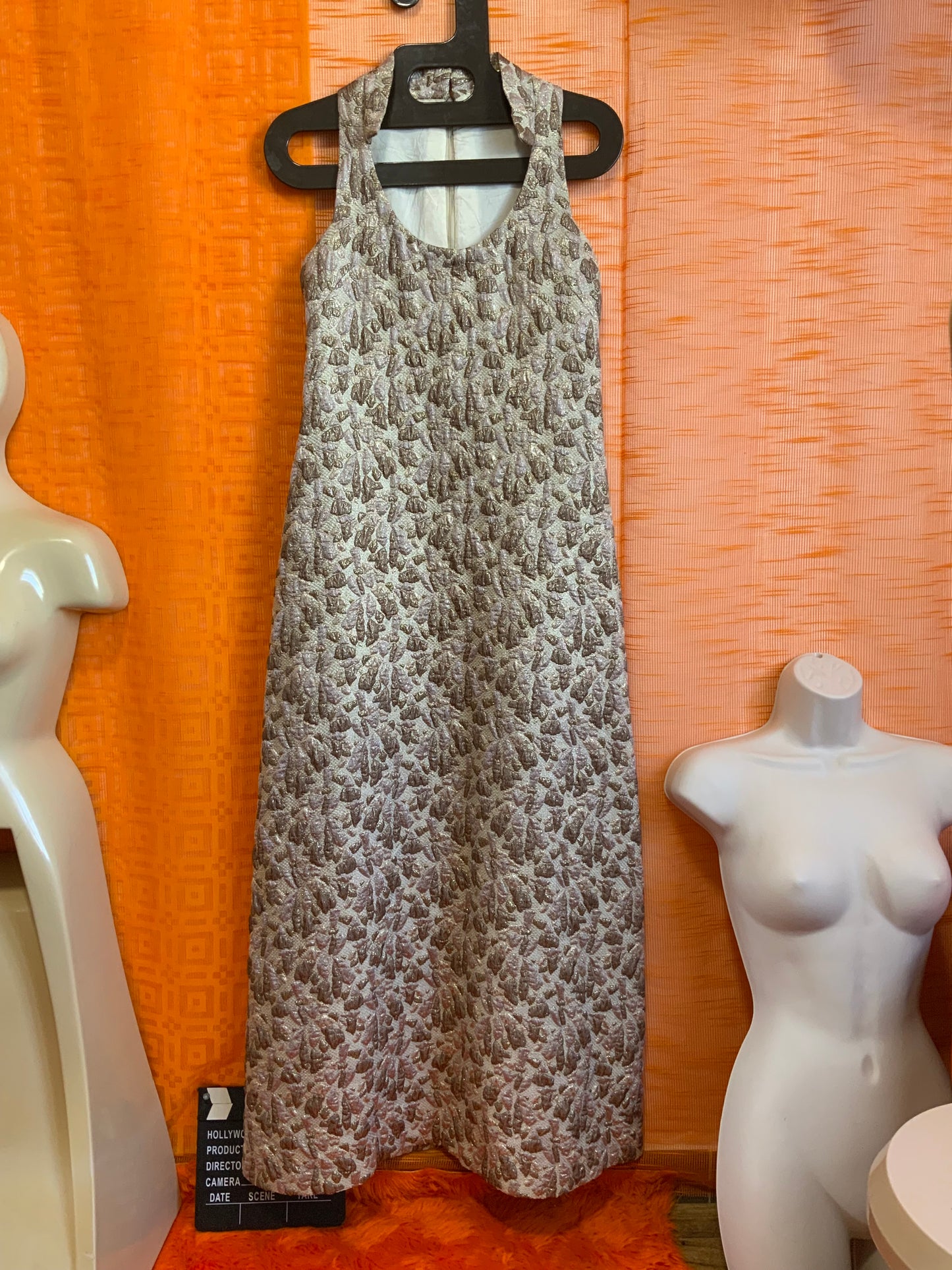 Robe Longue Vintage 1960 Confection main Tissu Brocart- T40 maxi.