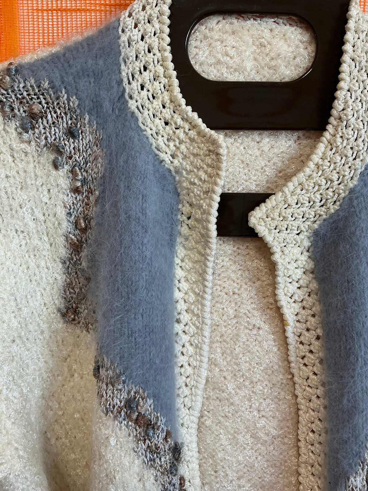 Gilet Cardigan Anny Blatt Angora Fait main - Vintage 1990 TU.