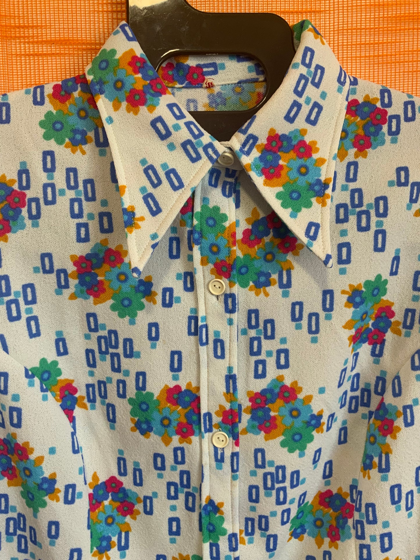 Chemise a fleurs col pelle à tartes Vintage 1970 - T42