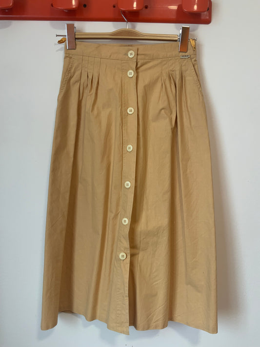 Jupe boutonnée à plis Vintage France 1980 Chic Coton- T34