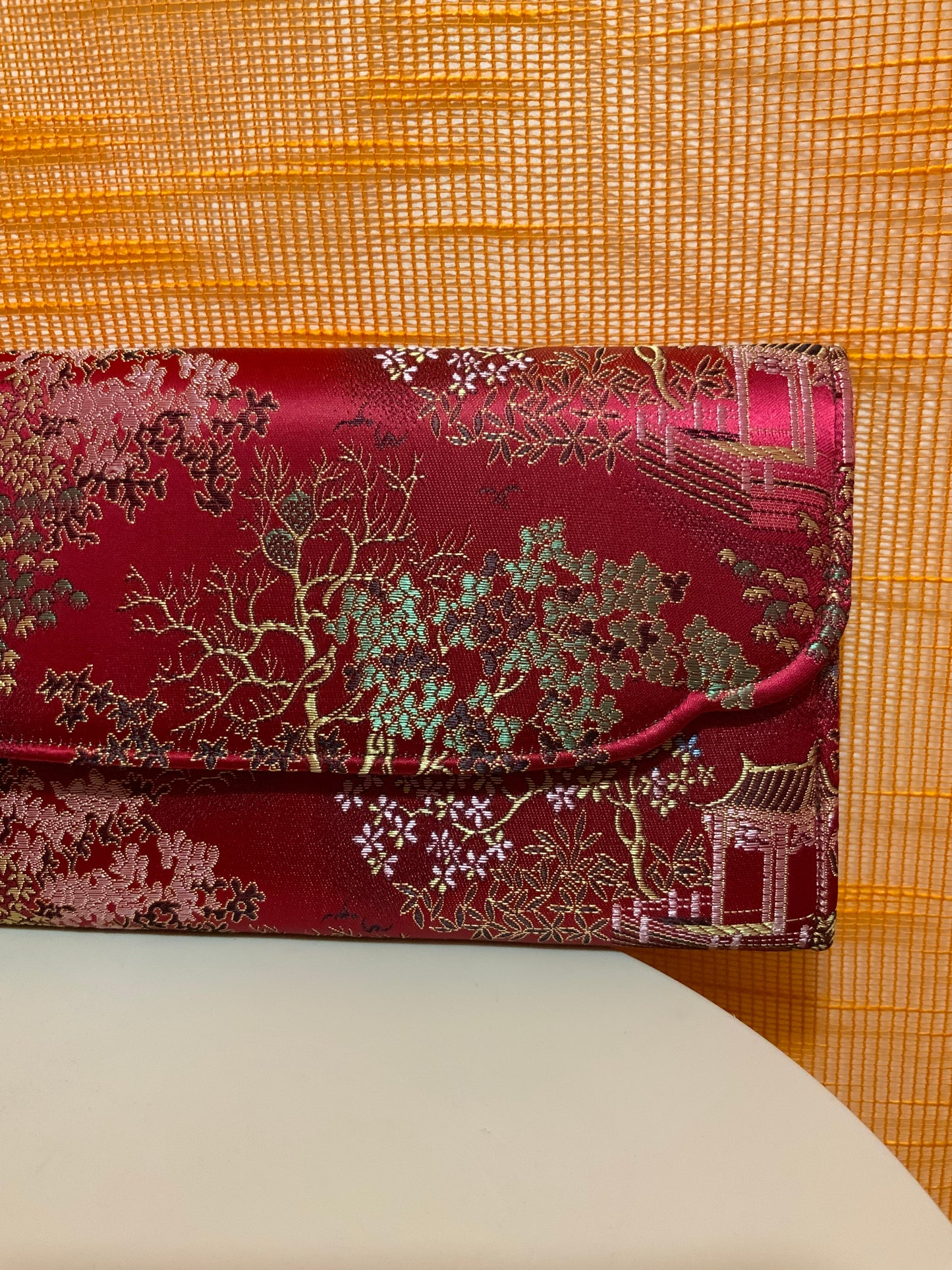 Pochette Porte monnaie Soie Chinoise Vintage 1980