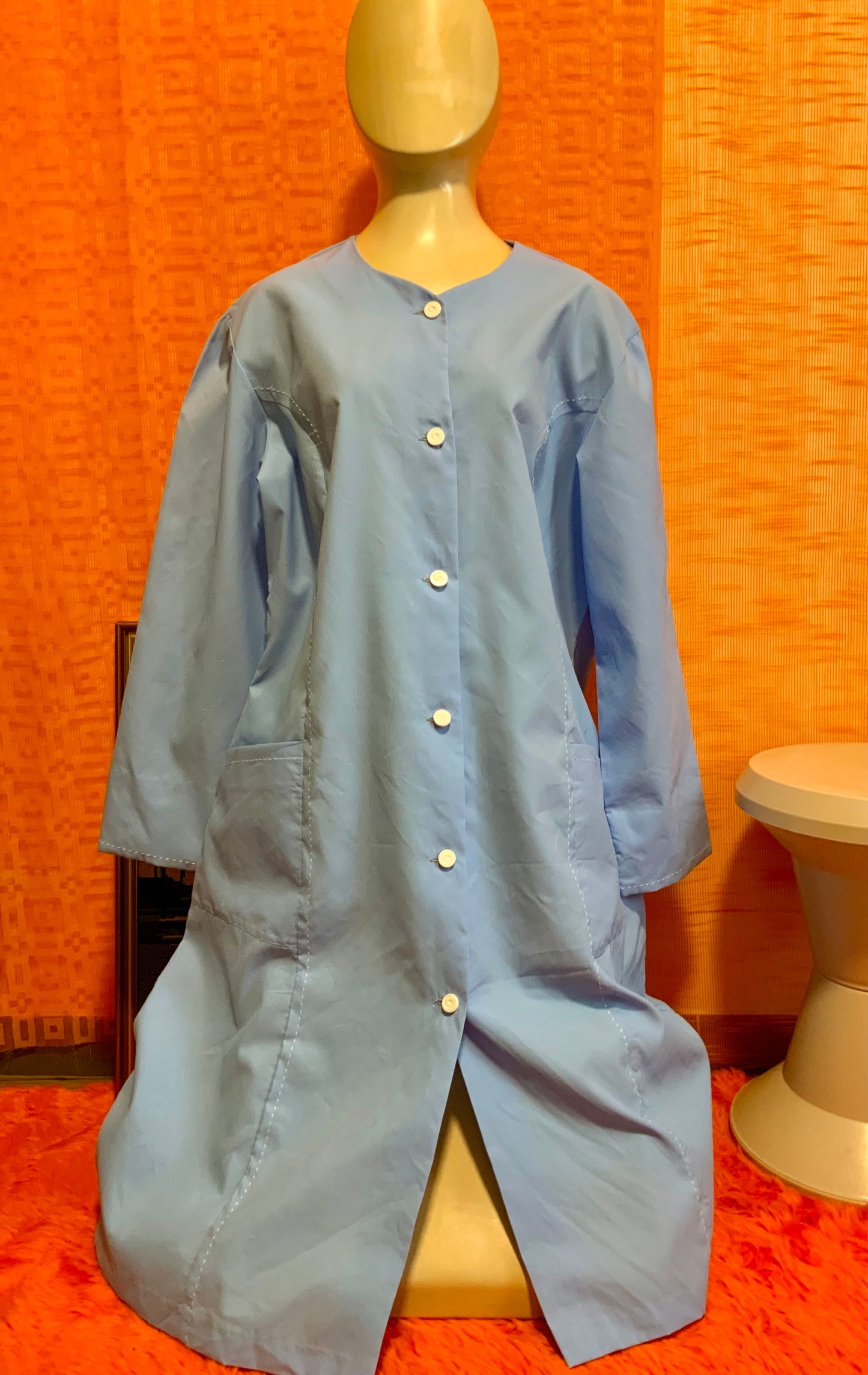 Robe boutonnée Blouse Nylon France Vintage - T58