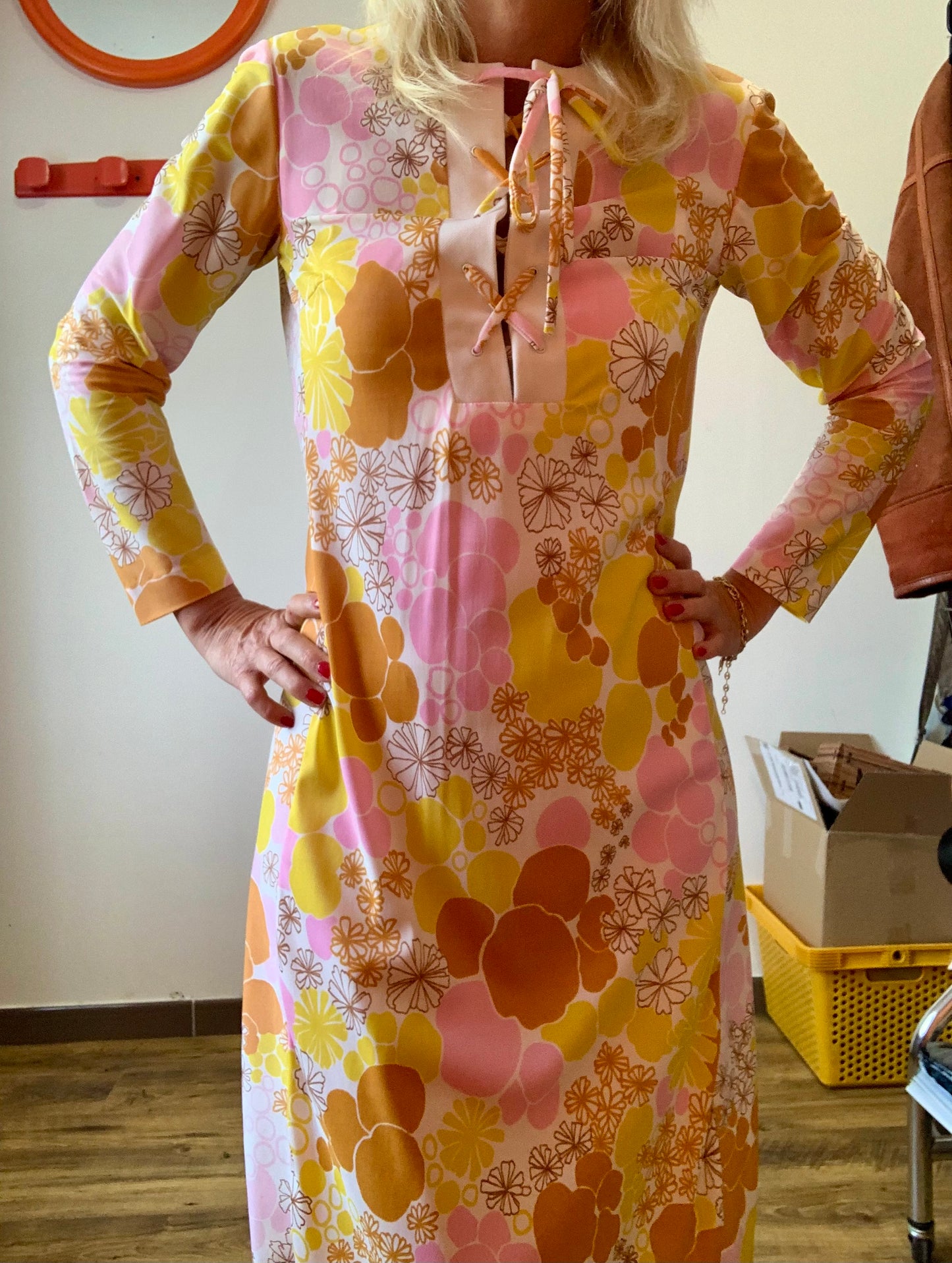 Robe Hippie romantique À fleurs Vintage 1970-T38