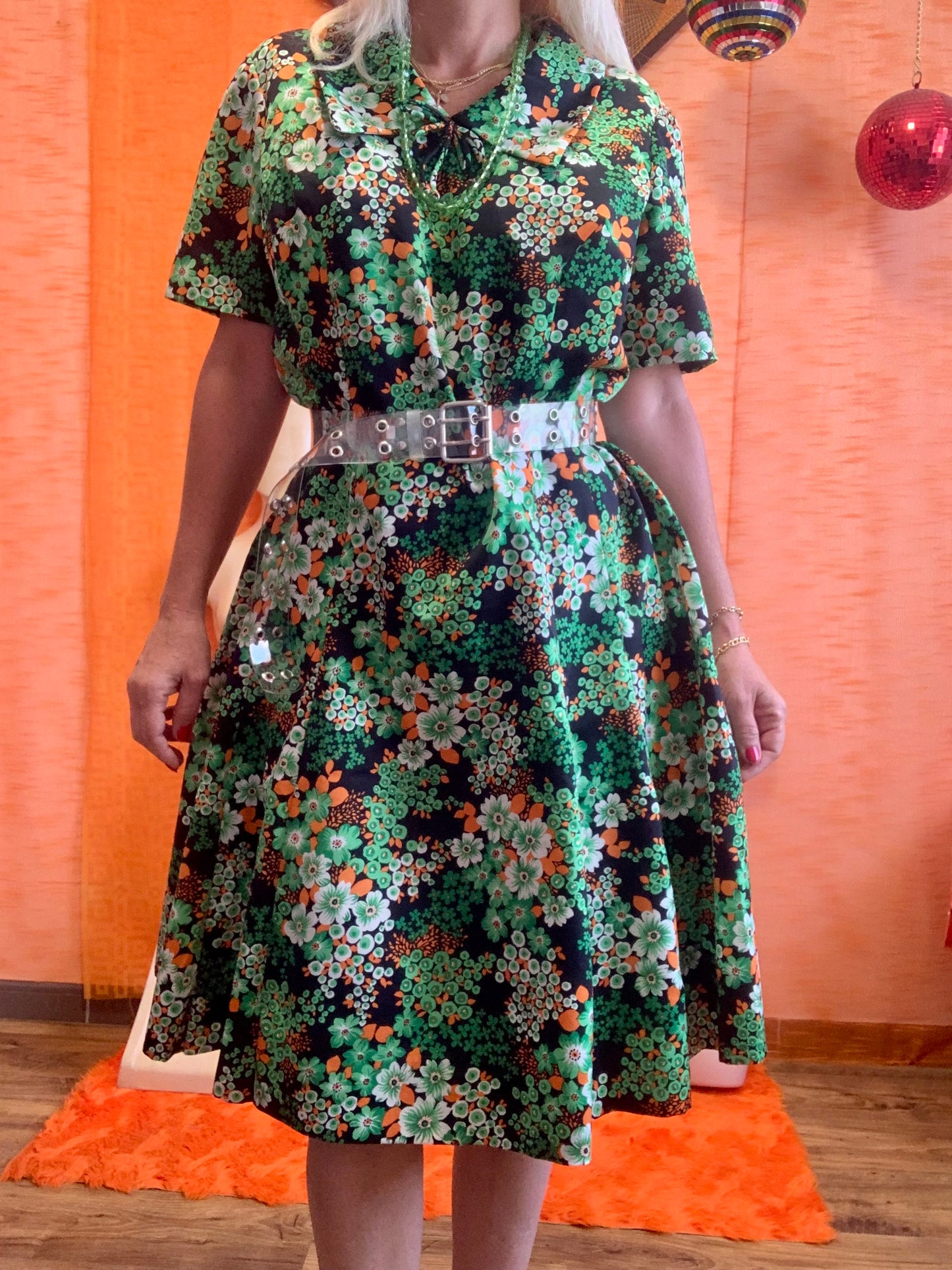 Robe a fleurs Confection création Vintage 1970- T46