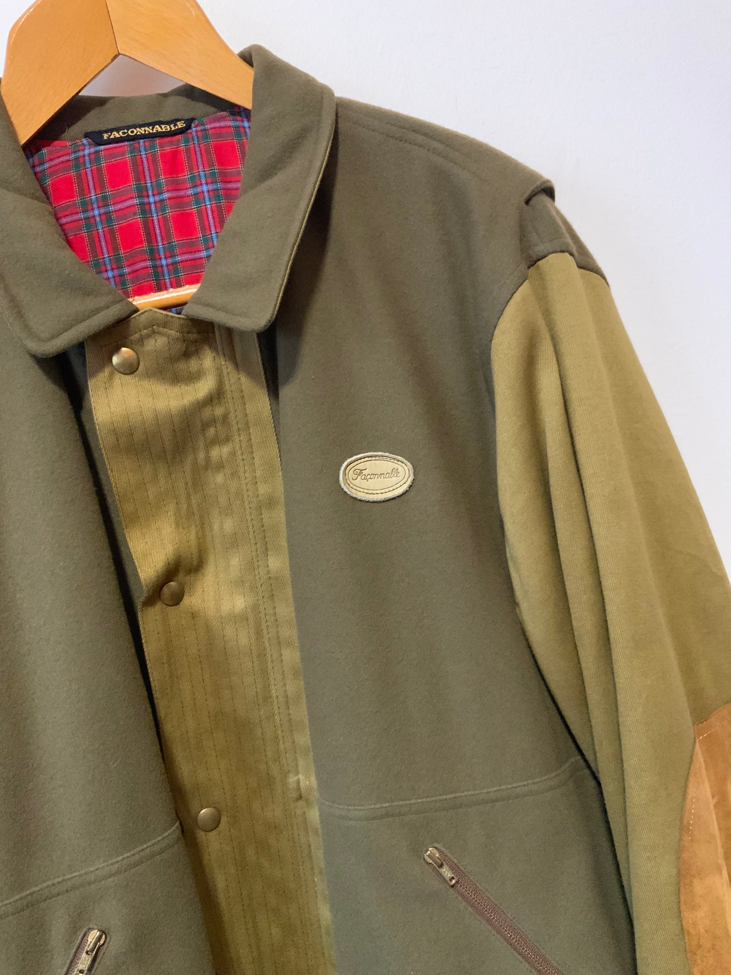 Blouson Faconnable 1990 Ecossais Vintage Designed by Albert Goldberg Made in France -