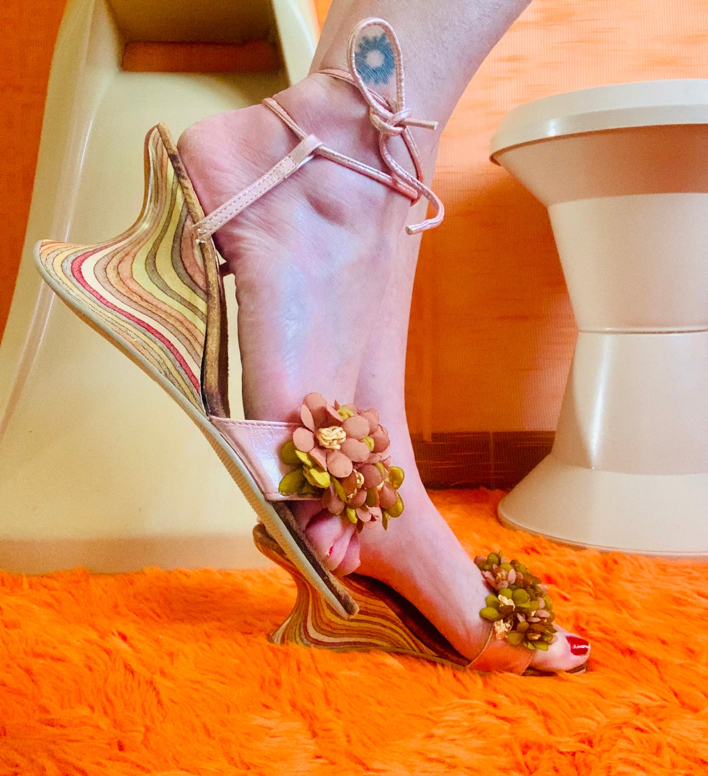 Chaussures Talons compensés Fleurs Vintage 1990- T37.