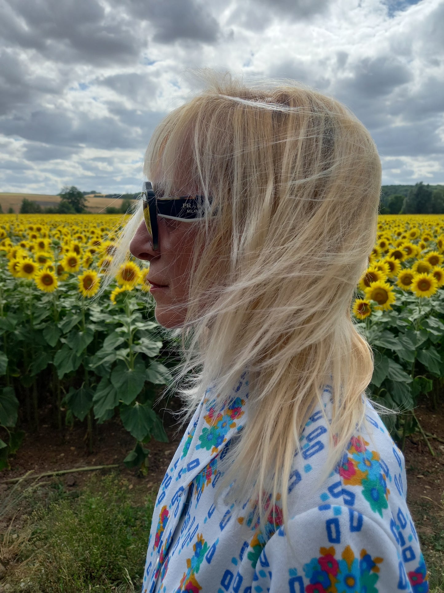 Chemise a fleurs col pelle à tartes Vintage 1970 - T42