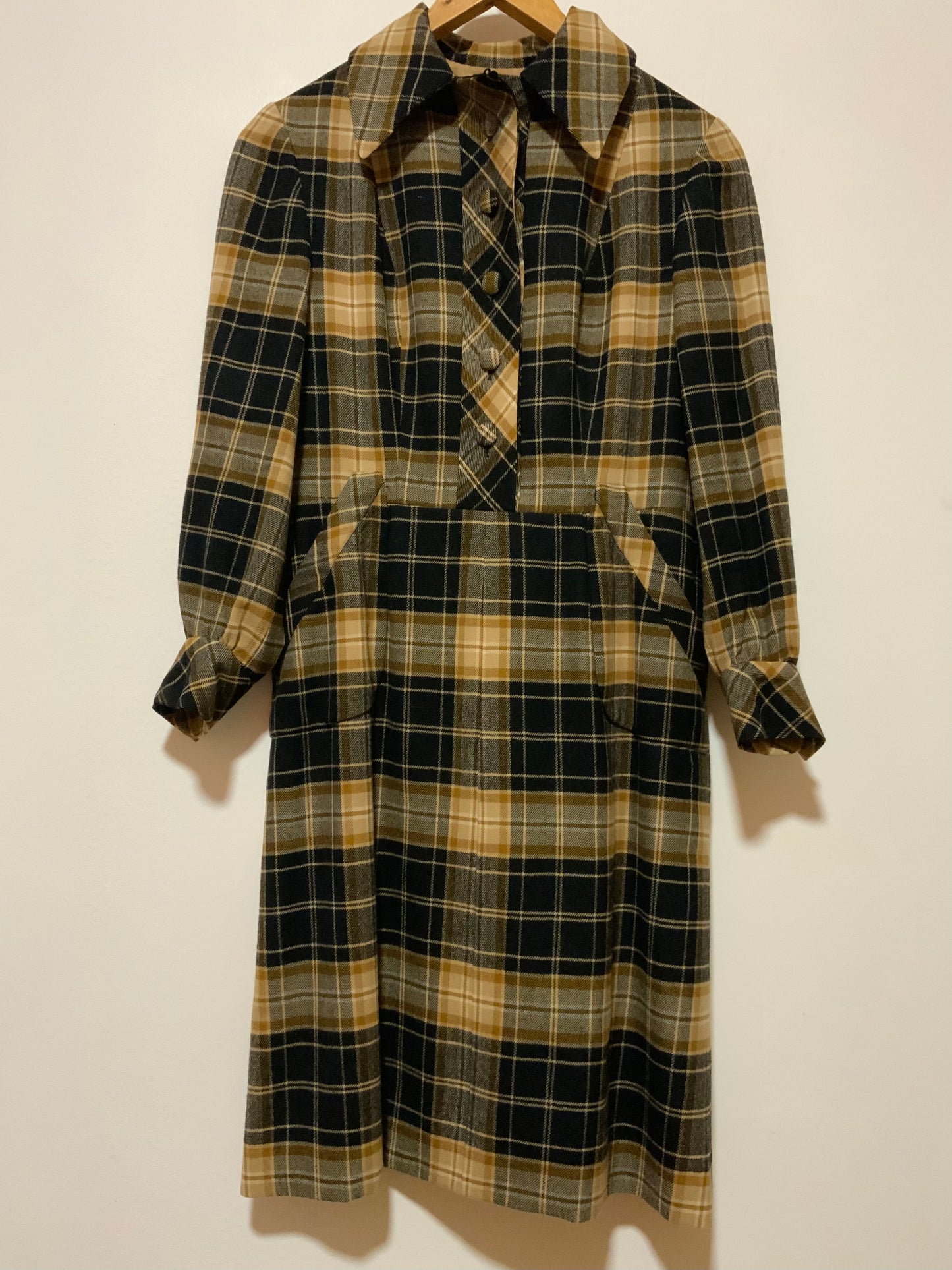 Robe à carreaux Pépite 1970 belle confection Vintage- T38.