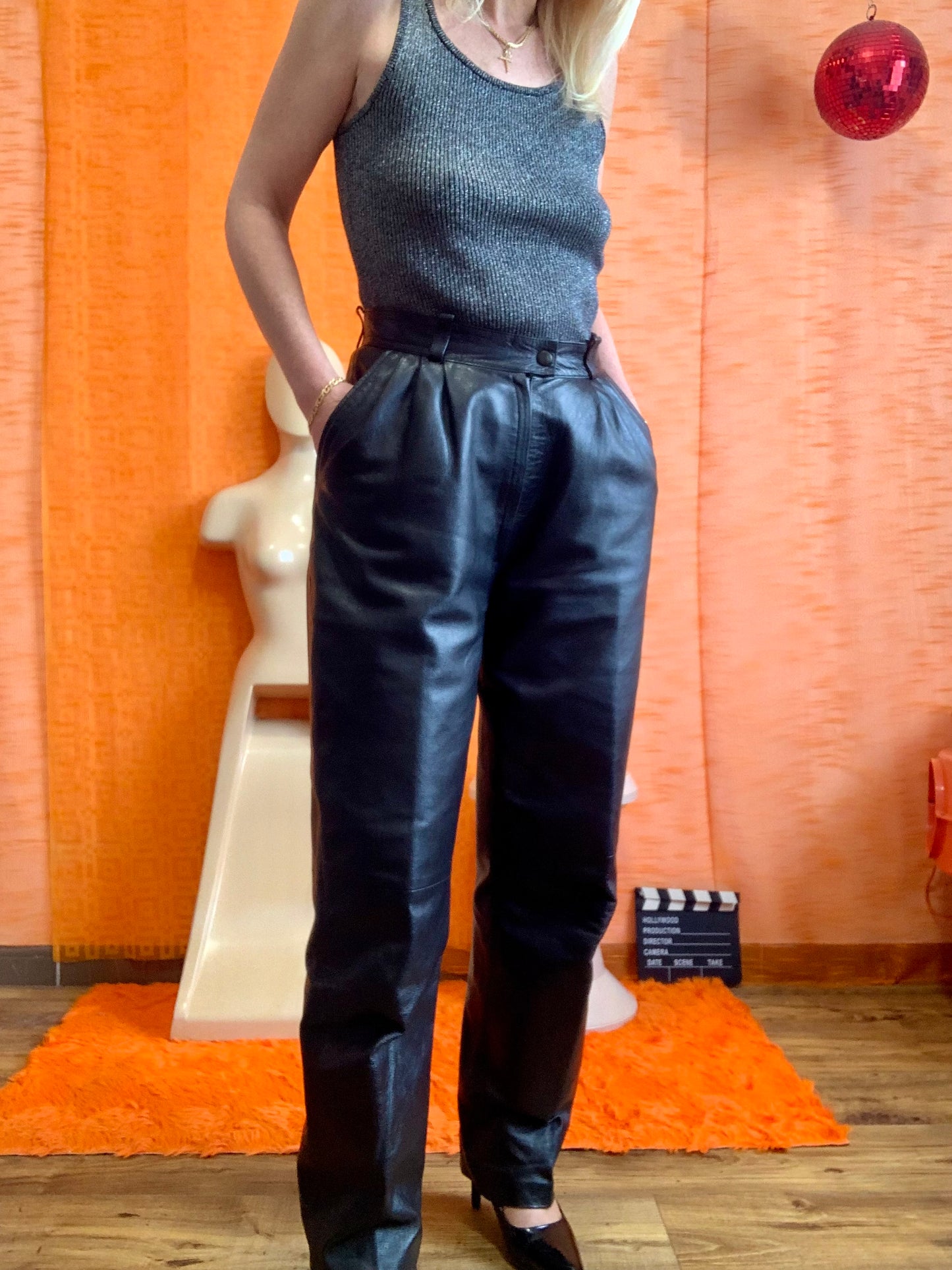 Pantalon en Cuir Pepite Vintage 1980 - T36/38.