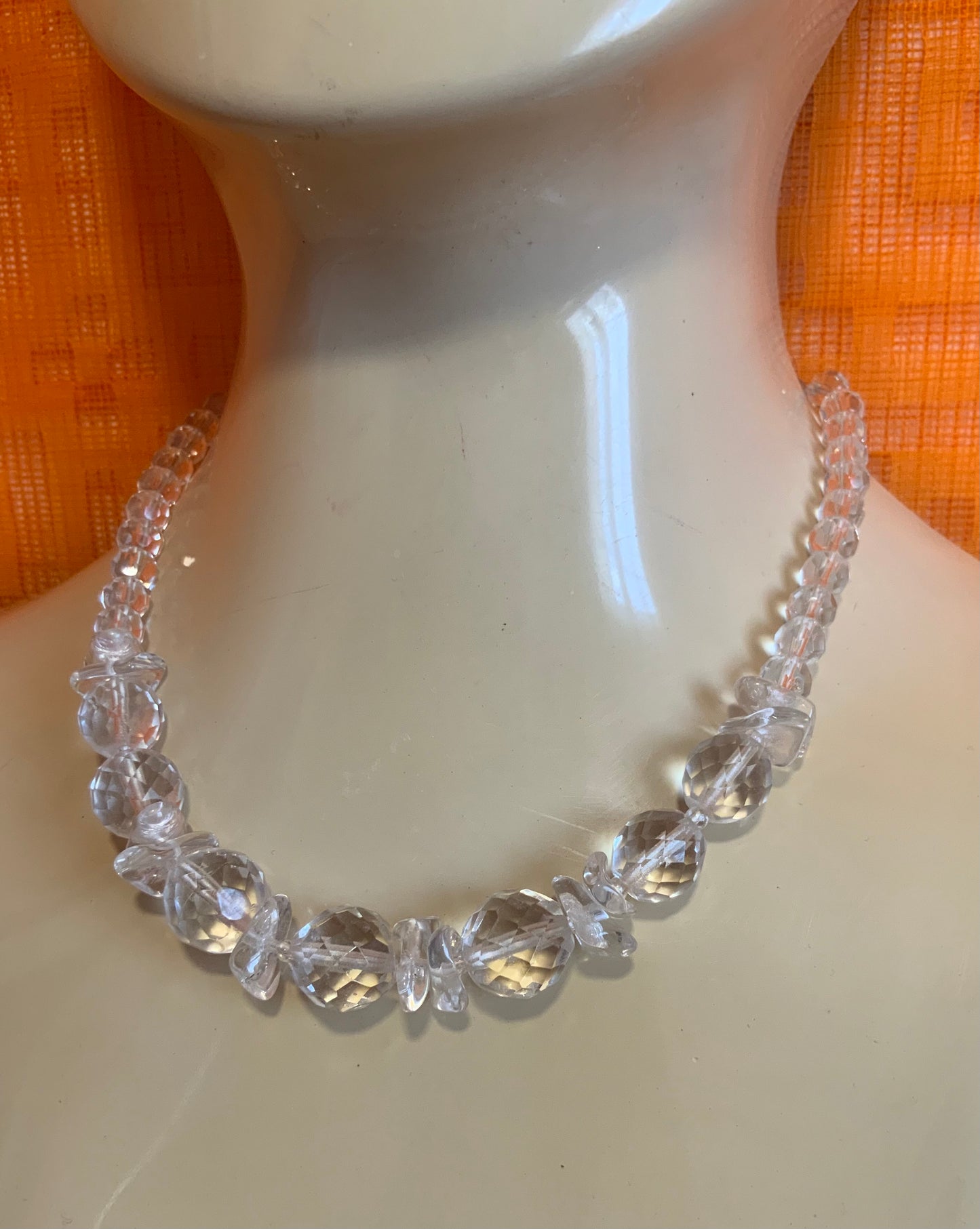 Collier perles de verre transparentes Vintage 1980/90-