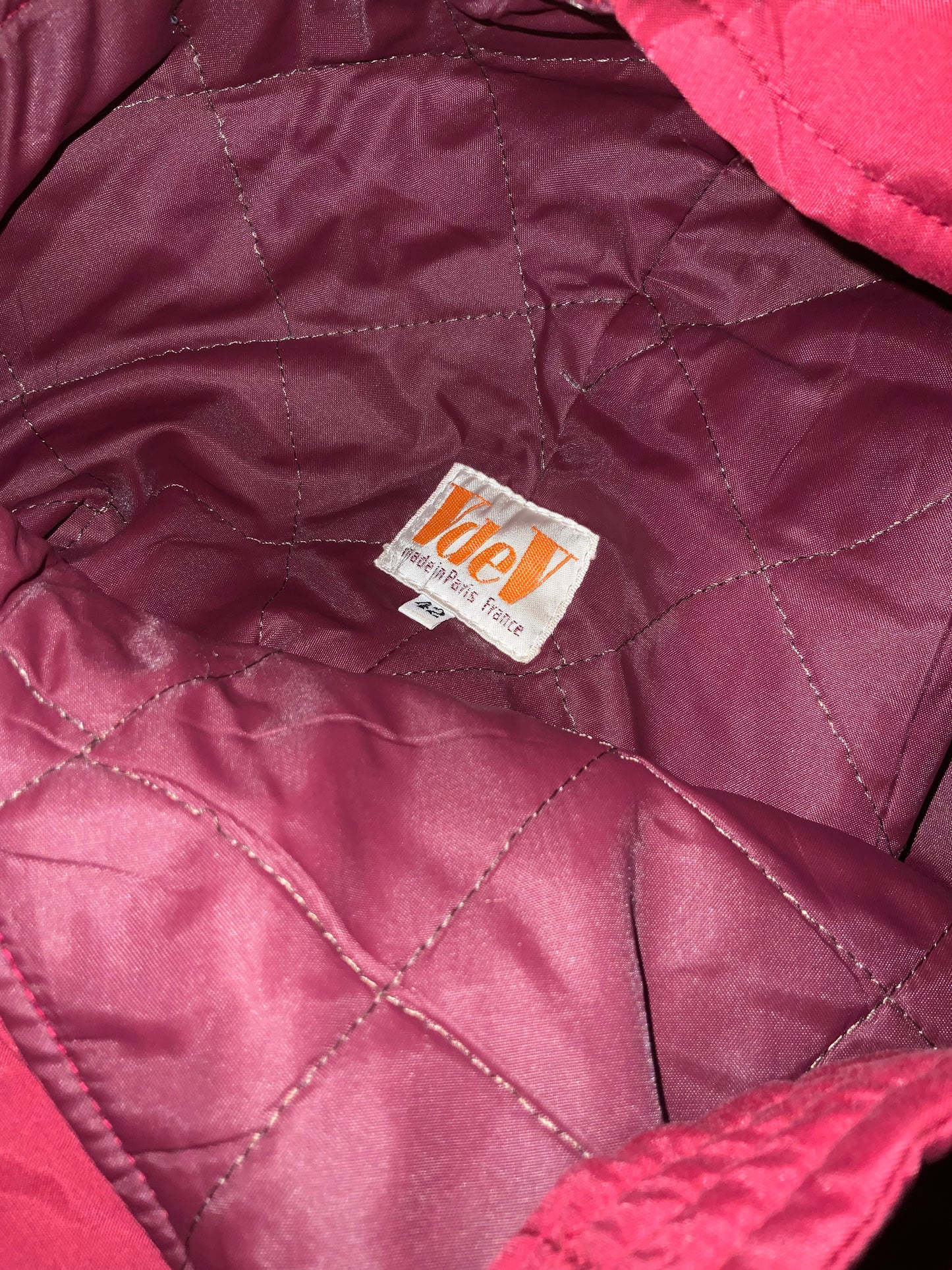 Salopette de ski couleur framboise France Vintage 1980