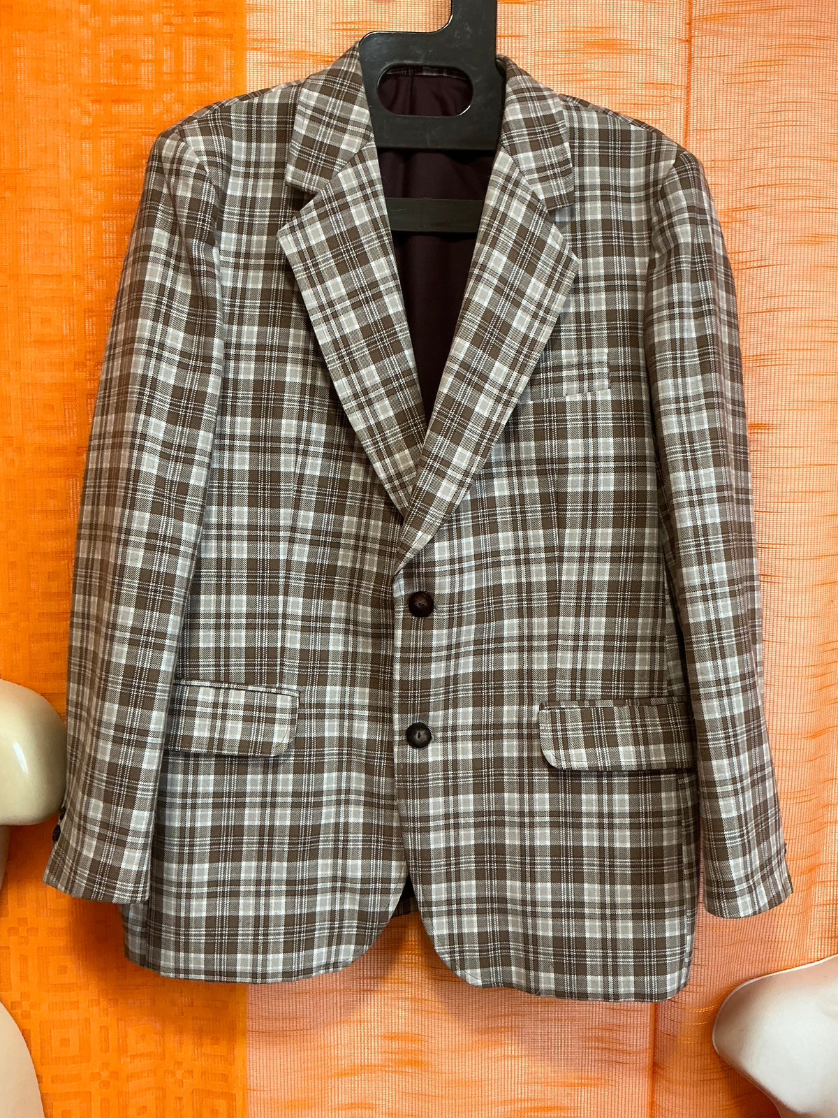 Veste Originale à carreaux Tergal Vintage 1970- T48 maxi.