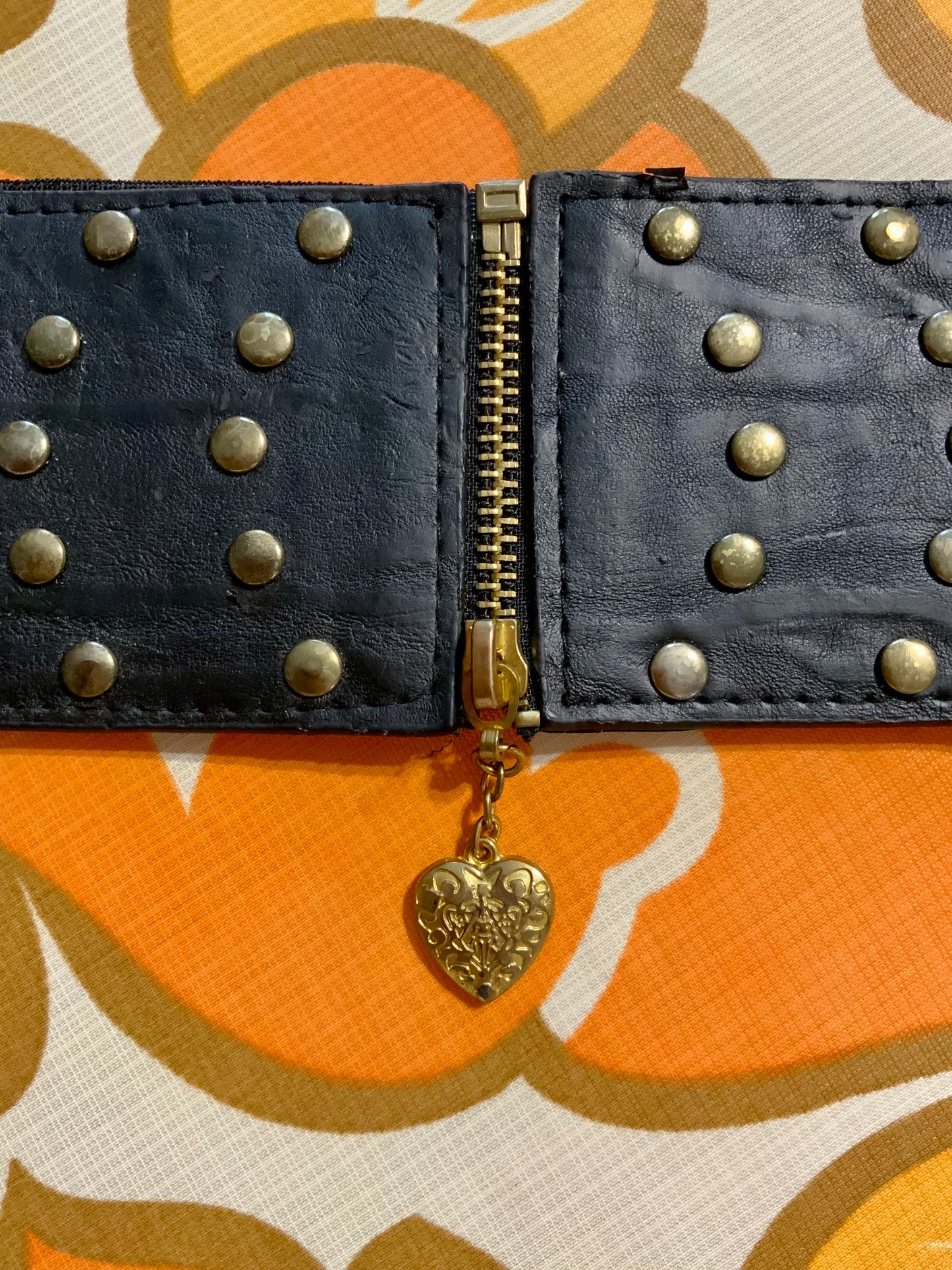 Ceinture Vintage Élastique Zipée Coeur- TU