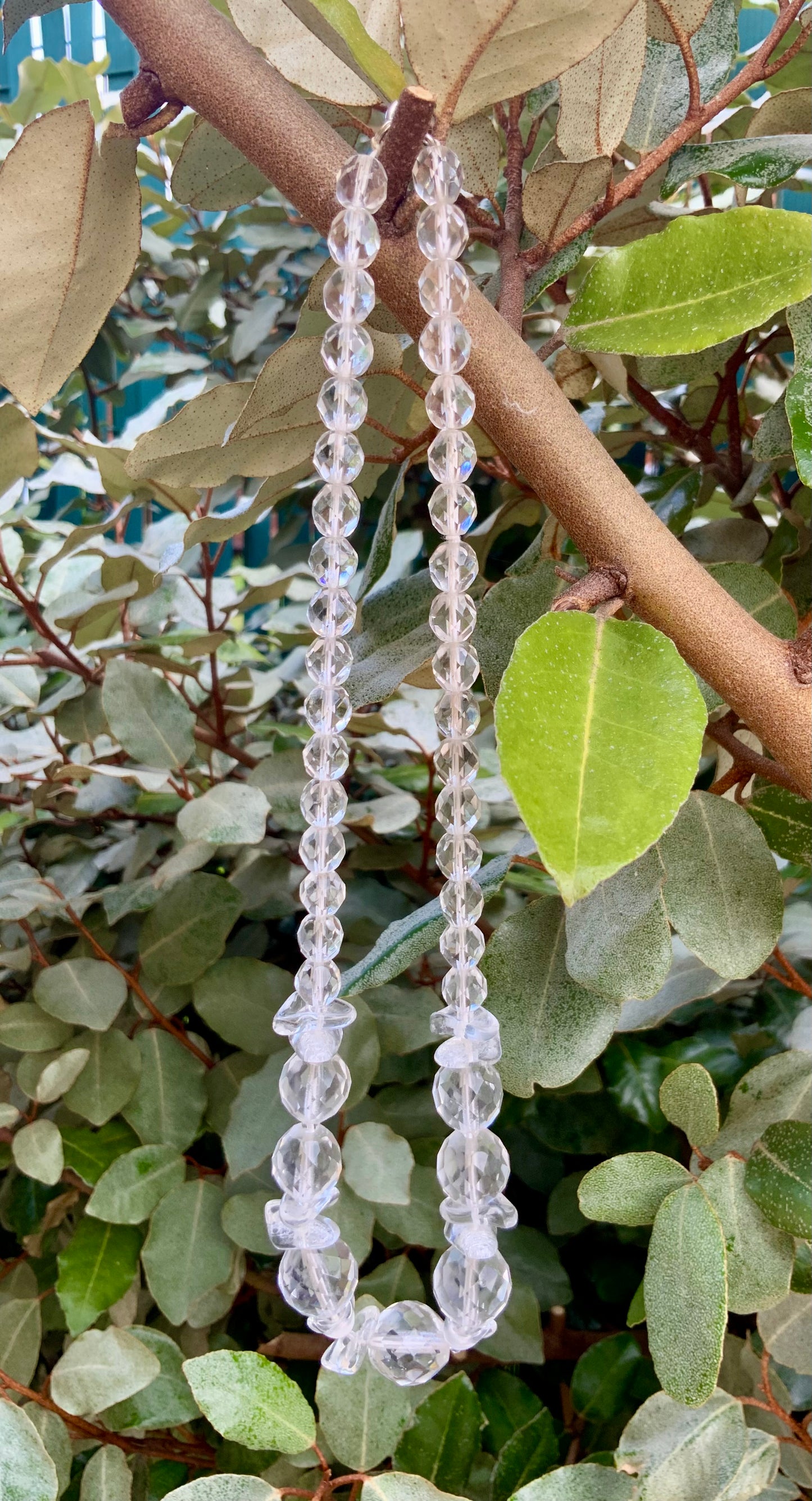 Collier perles de verre transparentes Vintage 1980/90-